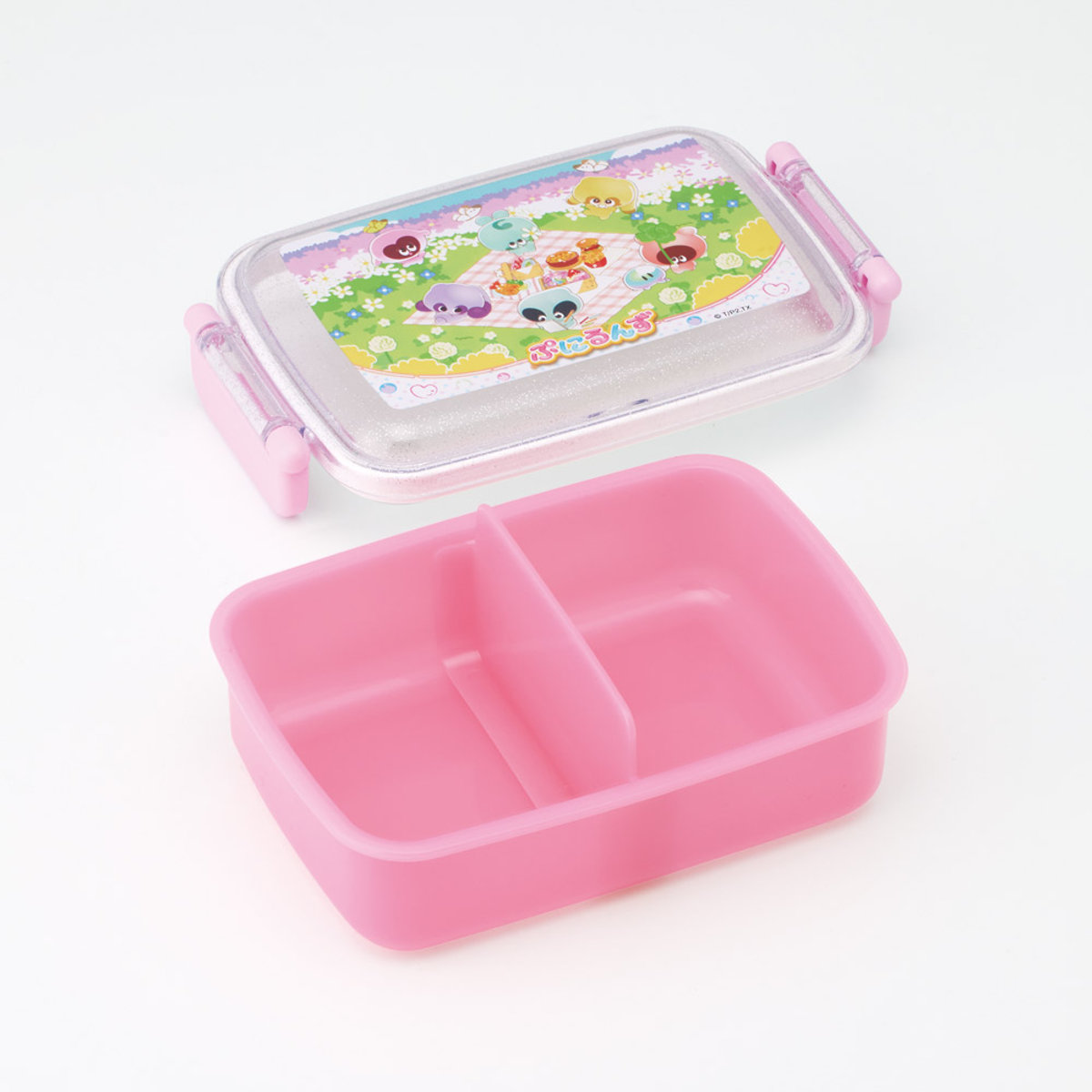 弁当箱 1段 450ml 抗菌ふわっとタイトランチ ぷにるんず ( ランチボックス 食洗機対応 レンジ対応 抗菌 日本製 ドーム蓋 キッズ 食洗機OK レンジOK お弁当 弁当 一段 2点ロック 銀 AG )