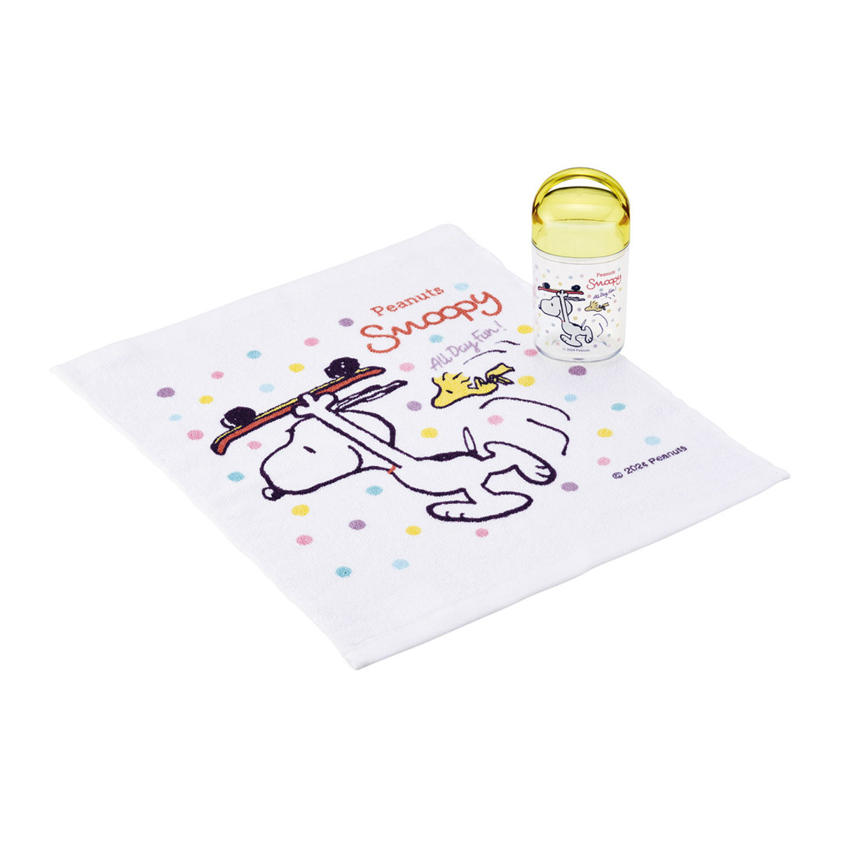 抗菌ケース付おしぼり スヌーピー スケートボード ( SNOOPY おしぼり お手拭き タオル ハンカチ 手拭き ハンドタオル 抗菌 おしぼりタオル おてふき おしぼりケース ケース付 子供 キッズ 給食 AG 銀 )