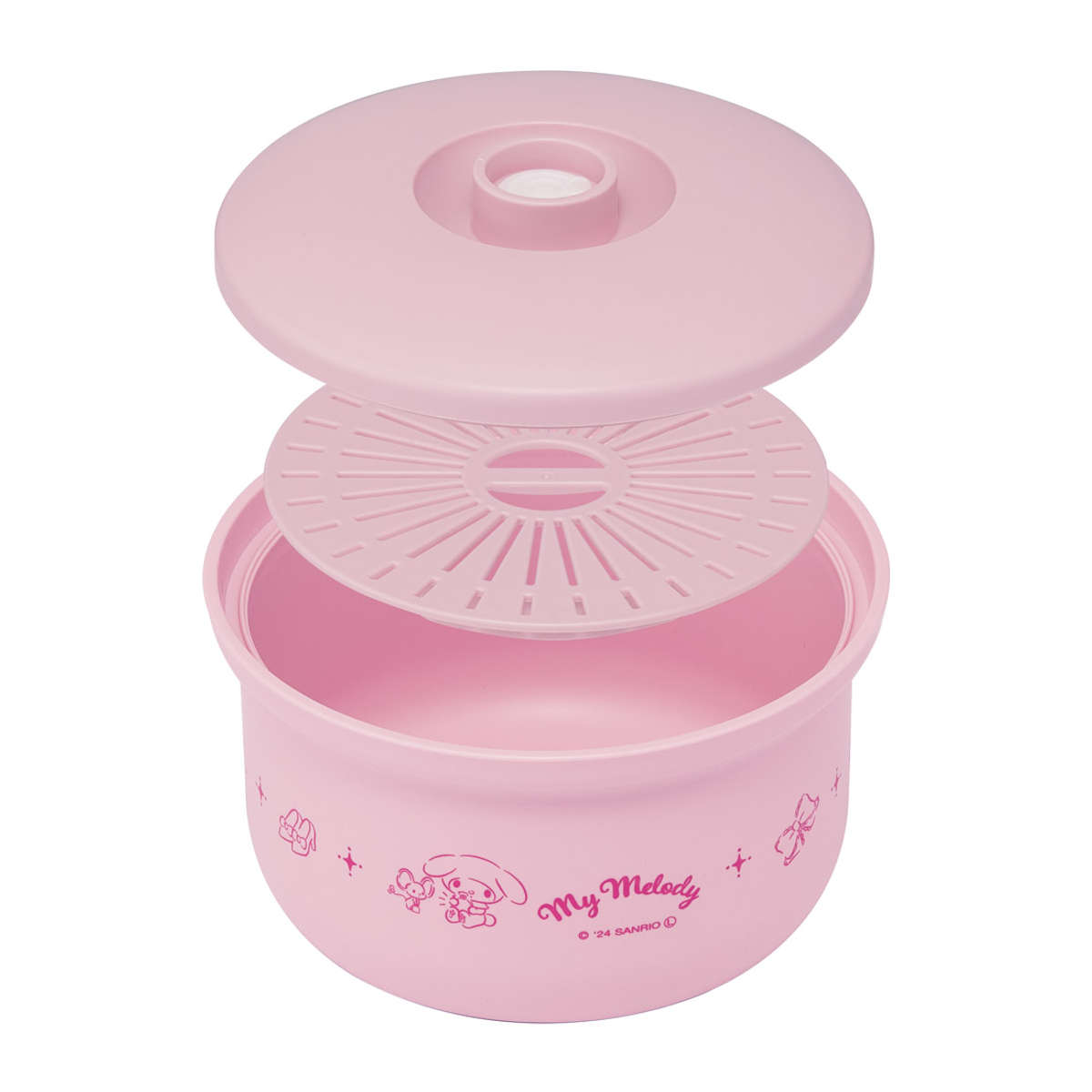 おひつ 真空おひつ 3合用 専用ポンプ付 電子レンジ対応 食洗機対応 サンリオ ( お櫃 保存容器 ごはん 真空保存 真空ポンプ 真空 脱気 キャラクター 温め 炊き立て 3合 蒸し料理 すのこ付き 酸化防止 便利グッズ 冷蔵庫 ) 【シナモロール】 シナモロール