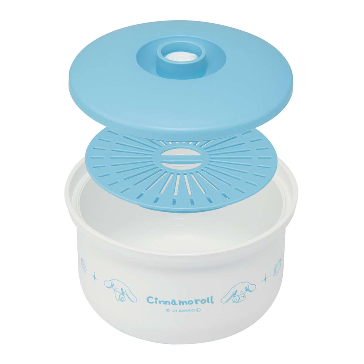 おひつ 真空おひつ 3合用 専用ポンプ付 電子レンジ対応 食洗機対応 サンリオ ( お櫃 保存容器 ごはん 真空保存 真空ポンプ 真空 脱気 キャラクター 温め 炊き立て 3合 蒸し料理 すのこ付き 酸化防止 便利グッズ 冷蔵庫 ) 【シナモロール】 シナモロール