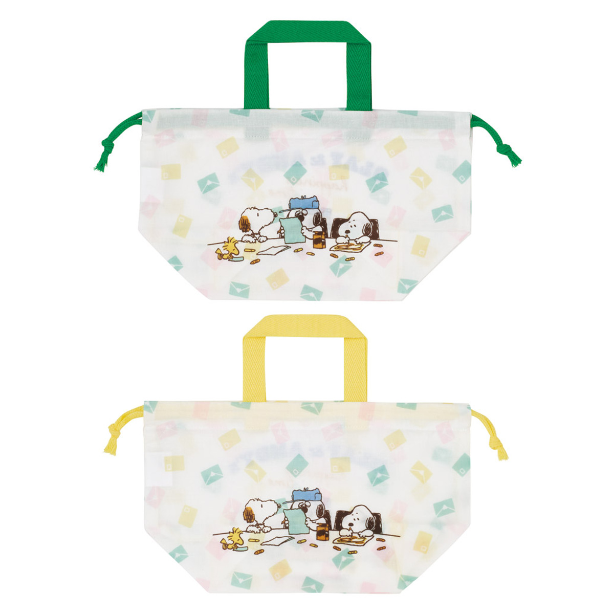 お弁当袋 ランチ巾着 2枚セット スヌーピーブラザーズ ( スヌーピー 弁当袋 給食袋 巾着袋 ランチバッグ 子供 お弁当箱 日本製 弁当箱 弁当 給食 袋 弁当巾着 マチ 小物入れ 幼稚園 保育園 キッズ )