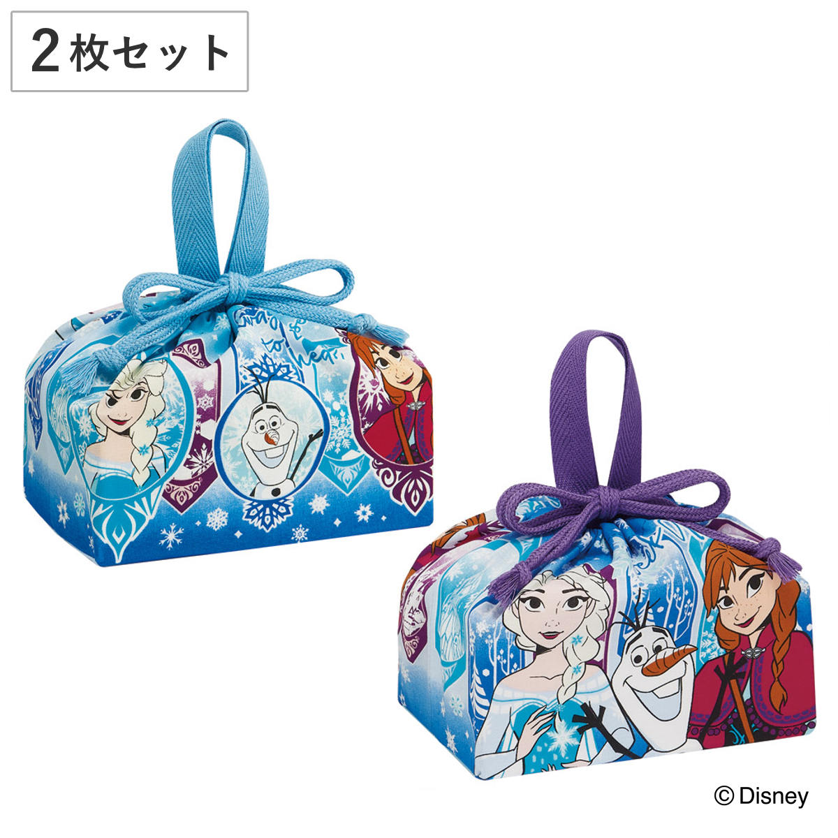 お弁当袋 ランチ巾着 2枚セット アナと雪の女王25 ( アナと雪の女王 弁当袋 給食袋 巾着袋 ランチバッグ 子供 お弁当箱 日本製 弁当箱 弁当 給食 袋 弁当巾着 マチ 小物入れ 幼稚園 保育園 キッズ )