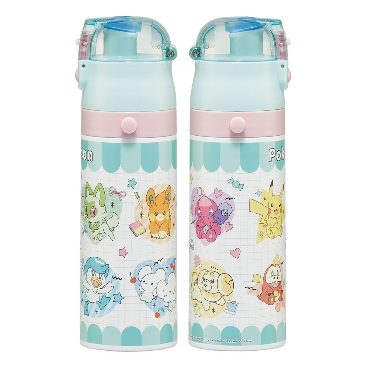 水筒 470ml 430ml 超軽量2WAYステンレスボトル ポケモンポッピング ( 保冷 保温 直飲み コップ付き ワンプッシュ マグボトル コップ飲み 2way 子供用 すいとう ボトル キッズ ワンタッチ ステンレス 超軽量 軽量 )