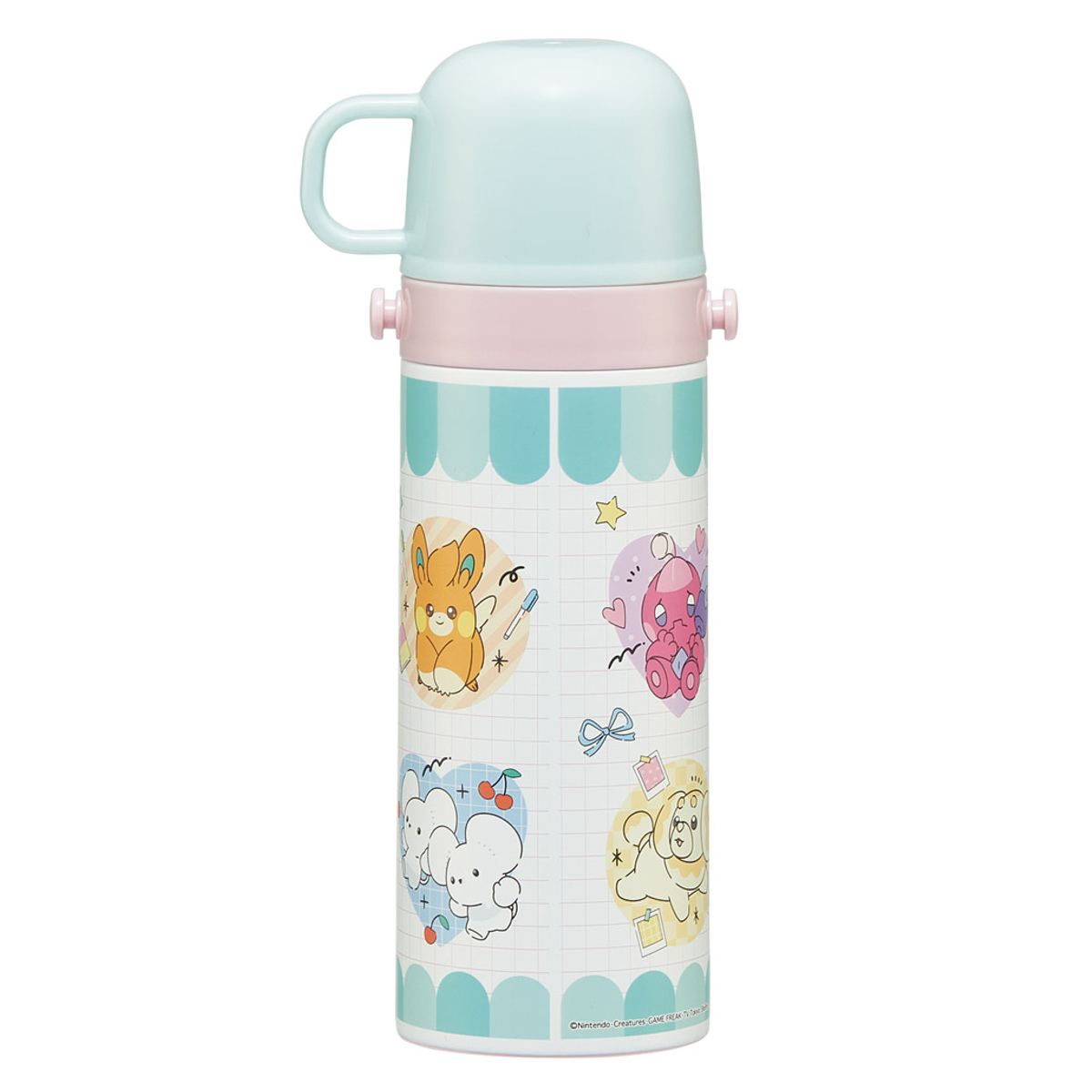 水筒 470ml 430ml 超軽量2WAYステンレスボトル ポケモンポッピング ( 保冷 保温 直飲み コップ付き ワンプッシュ マグボトル コップ飲み 2way 子供用 すいとう ボトル キッズ ワンタッチ ステンレス 超軽量 軽量 )