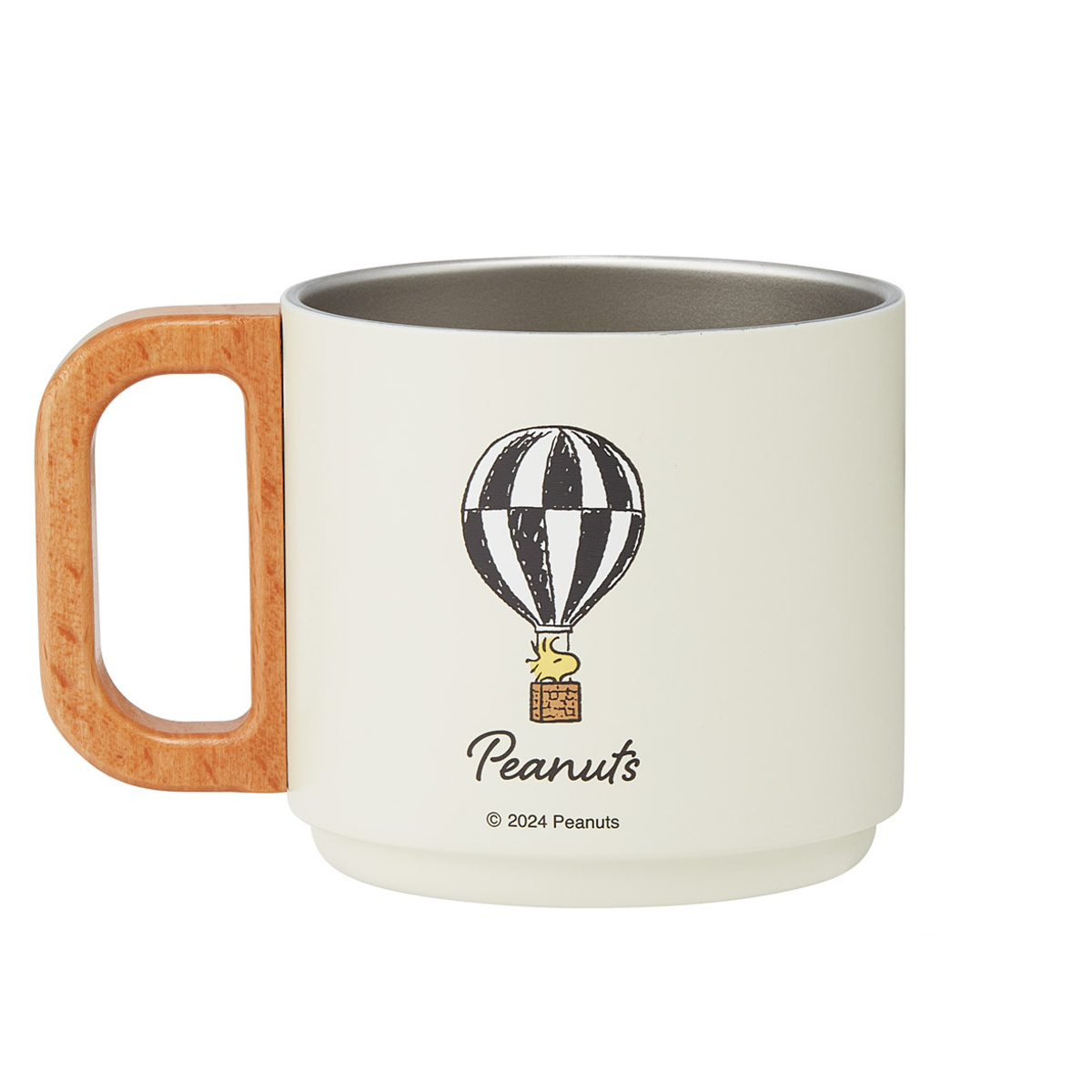 マグカップ 350ml スタッキングステンマグ くまのプーさん スヌーピー ( ステンレス 天然木 プーさん ディズニー キャラクター かわいい マグ 保温 保冷 スタッキング 積み重ね カップ コップ キャラ 木製ハンドル コーヒー ) 【スヌーピー】 スヌーピー