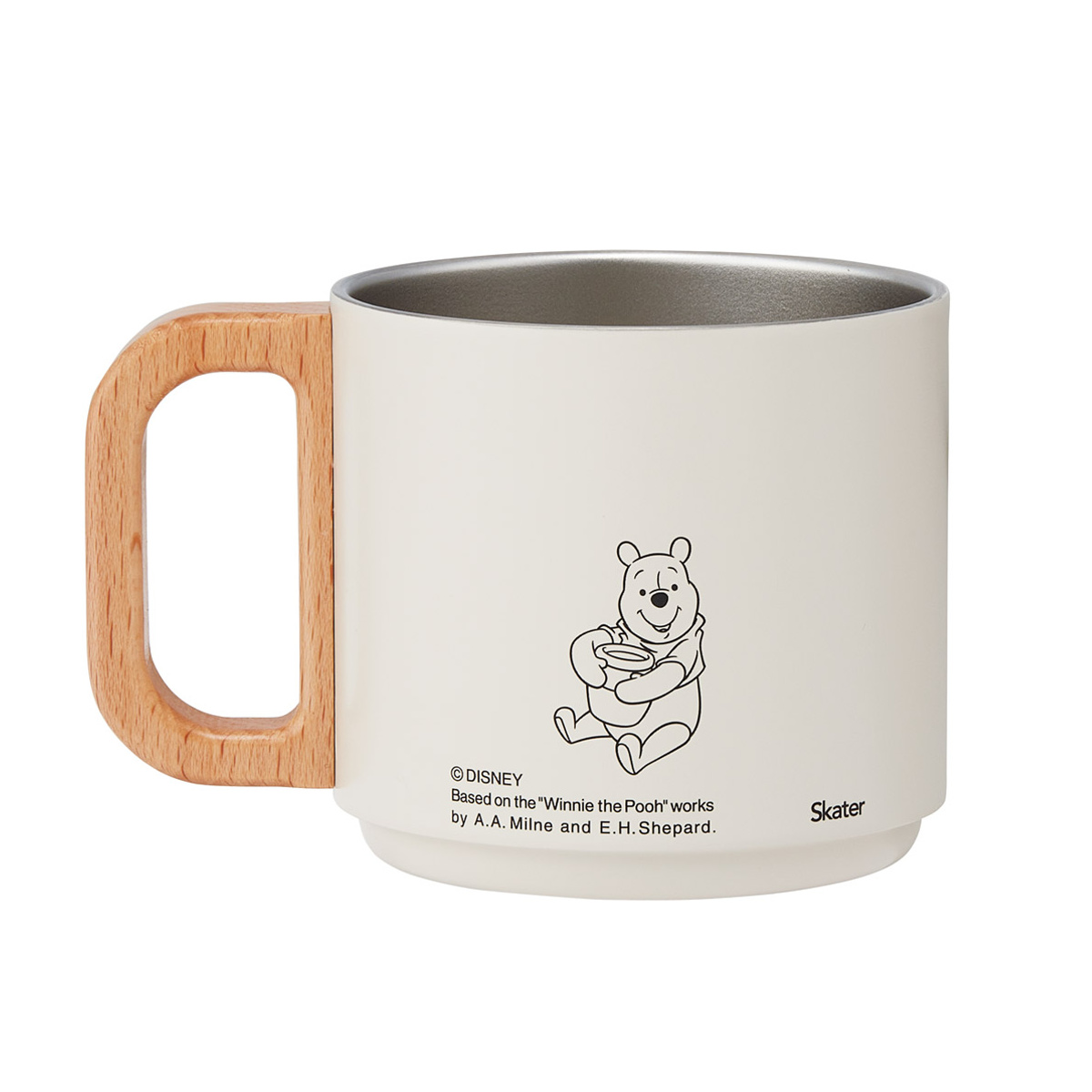 マグカップ 350ml スタッキングステンマグ くまのプーさん スヌーピー ( ステンレス 天然木 プーさん ディズニー キャラクター かわいい マグ 保温 保冷 スタッキング 積み重ね カップ コップ キャラ 木製ハンドル コーヒー ) 【スヌーピー】 スヌーピー