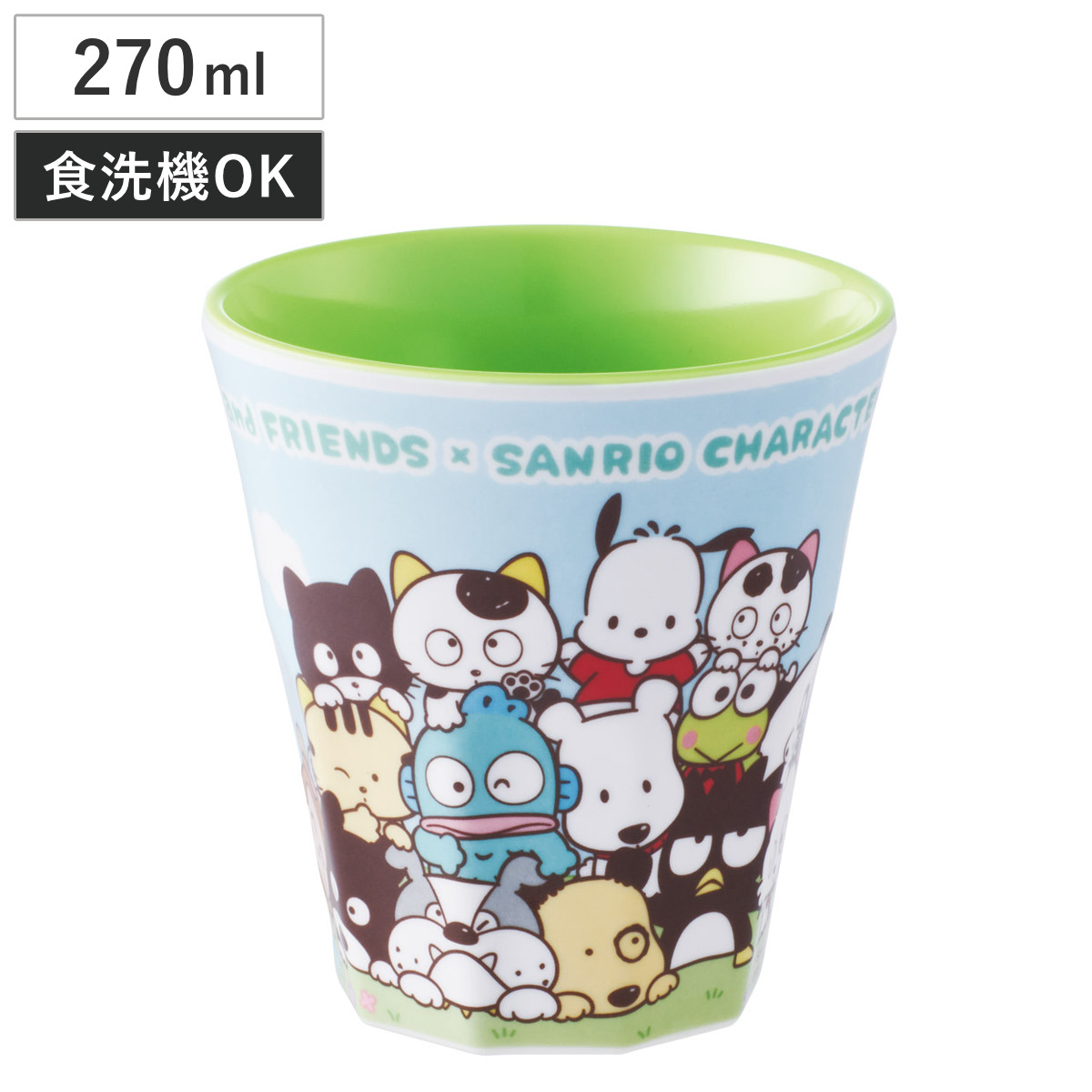 タンブラー 270ml メラミンタンブラー タマ×サンリオサンリオキャラクター ( 食洗機対応 キャラクター かわいい メラミン カップ 樹脂製 メラミン食器 メラミンカップ 軽い 割れにくい プラコップ プラ 歯磨きコップ )