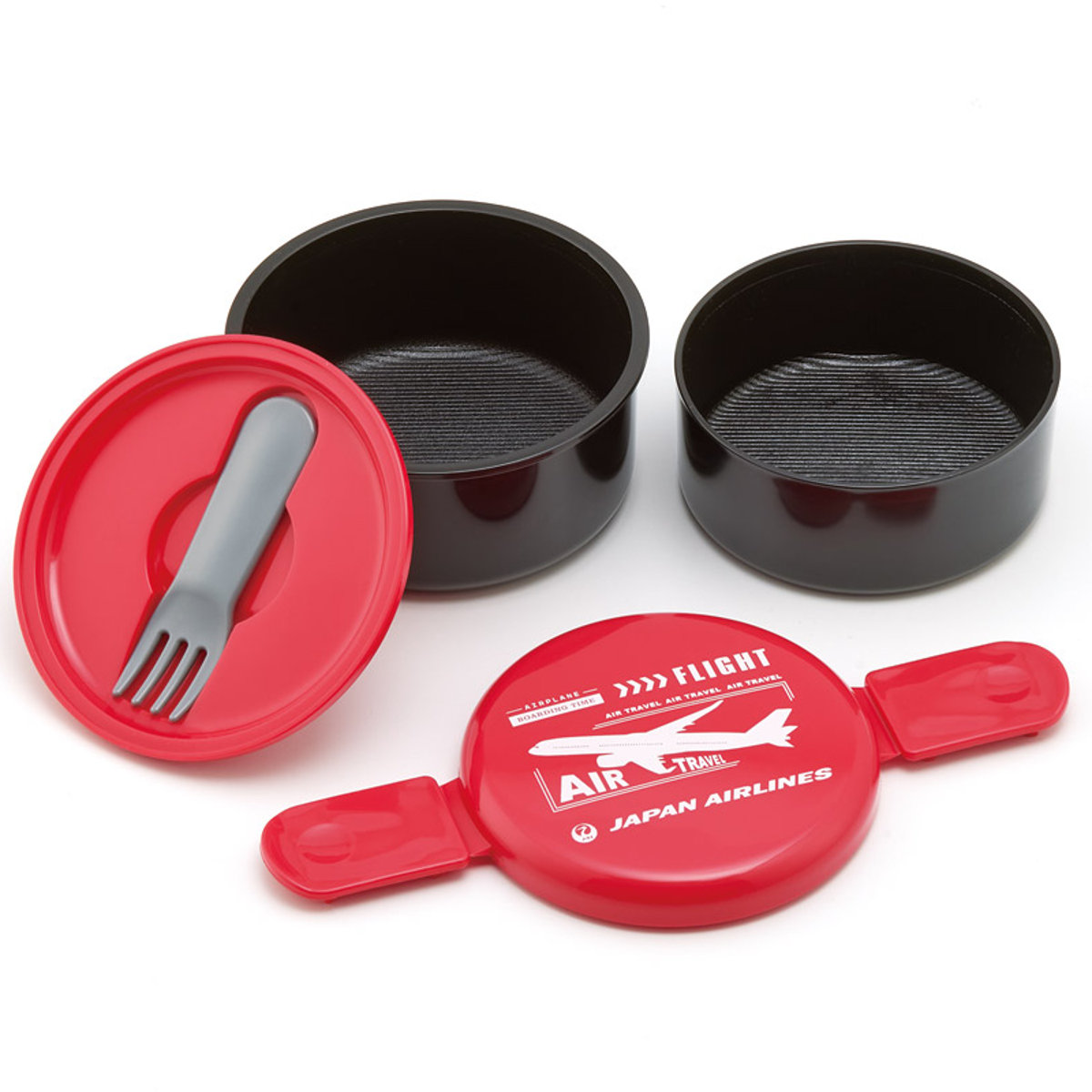 弁当箱 2段 500ml 抗菌丸型ランチBOX2段 JAL ( 食洗機対応 抗菌 丸型 ランチボックス レンジ対応 二段 日本製 レンジOK 食洗機OK お弁当 弁当 フォーク付き 銀 AG 抗菌加工 )