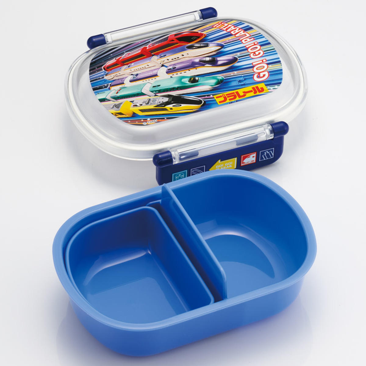 弁当箱 360ml 抗菌ふわっとタイトランチ プラレール25 ( ランチボックス 食洗機対応 レンジ対応 抗菌 日本製 ドーム蓋 キッズ 子供 食洗機OK レンジOK お弁当 弁当 一段 2点ロック 銀 AG 抗菌加工 )