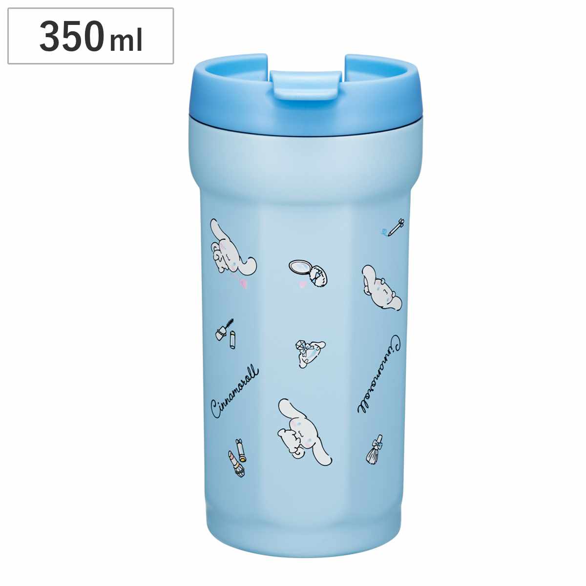 タンブラー 350ml 八角形ステンレスタンブラー シナモロール 水彩コスメ ( ステンレス 保温 保冷 真空断熱 二重構造 キャラクター かわいい サンリオ 真空断熱二重構造 保温タンブラー 保冷タンブラー ふた付き 広口 持ち運び )