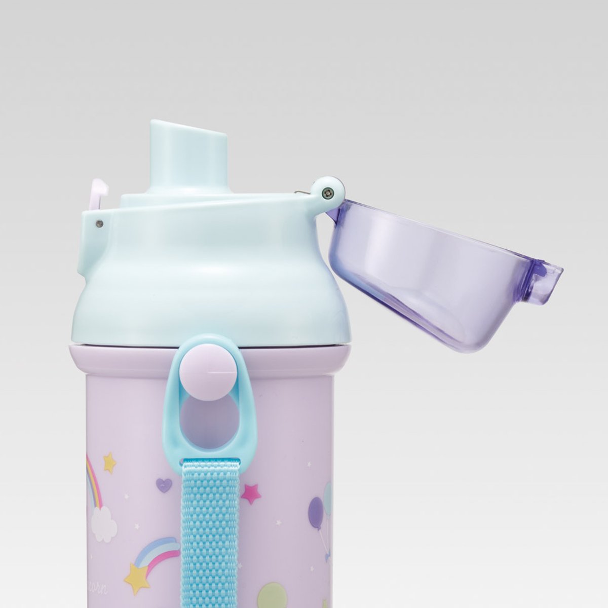 水筒 480ml 抗菌直飲プラボトル リトルユニコーン ( 子供用 抗菌 プラスチック製 ダイレクトボトル 直飲み ワンタッチ 日本製 抗菌加工 AG 銀 ショルダーベルト付き 広口 軽量 ボトル ワンプッシュ )