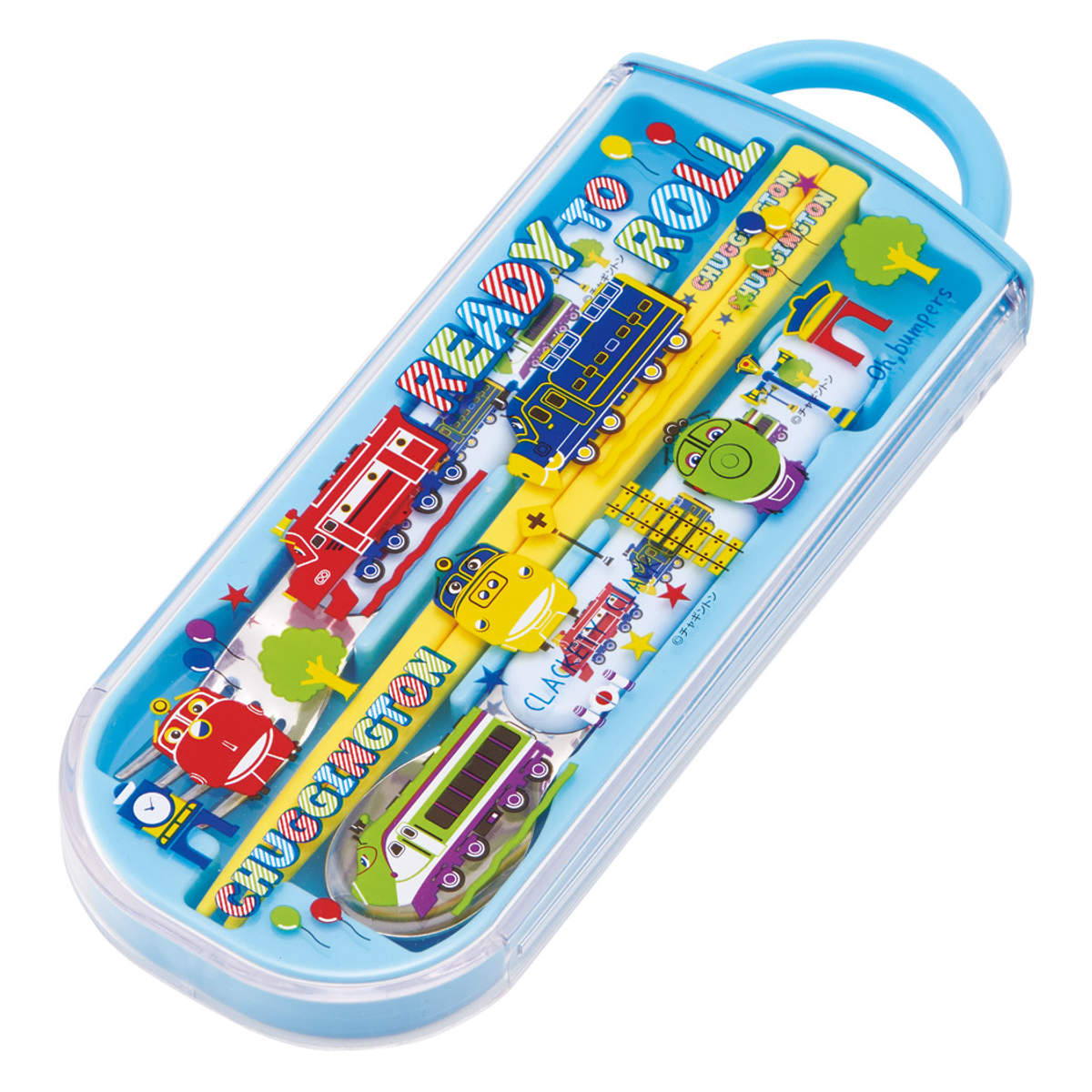 トリオセット 抗菌食洗対応トリオセット チャギントンPOP ( チャギントン 食洗機対応 カトラリーセット お箸 AG 銀 抗菌 子供 日本製 食洗機OK カトラリー お弁当 弁当 幼稚園 保育園 給食 キッズ 抗菌加工 )