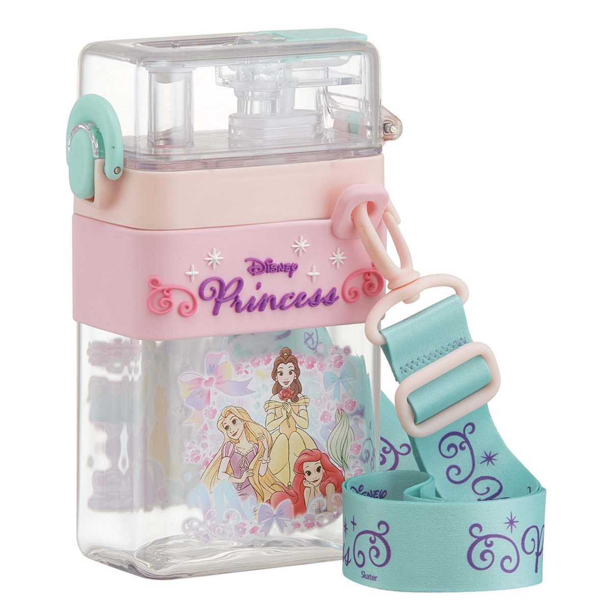 水筒 600ml スクエア2WAYボトル ディズニープリンセス ( 直飲み ストローボトル 2way ダイレクト プラスチック 直のみ すいとう ストロー ボトル 軽い キッズ 子供 クリア )