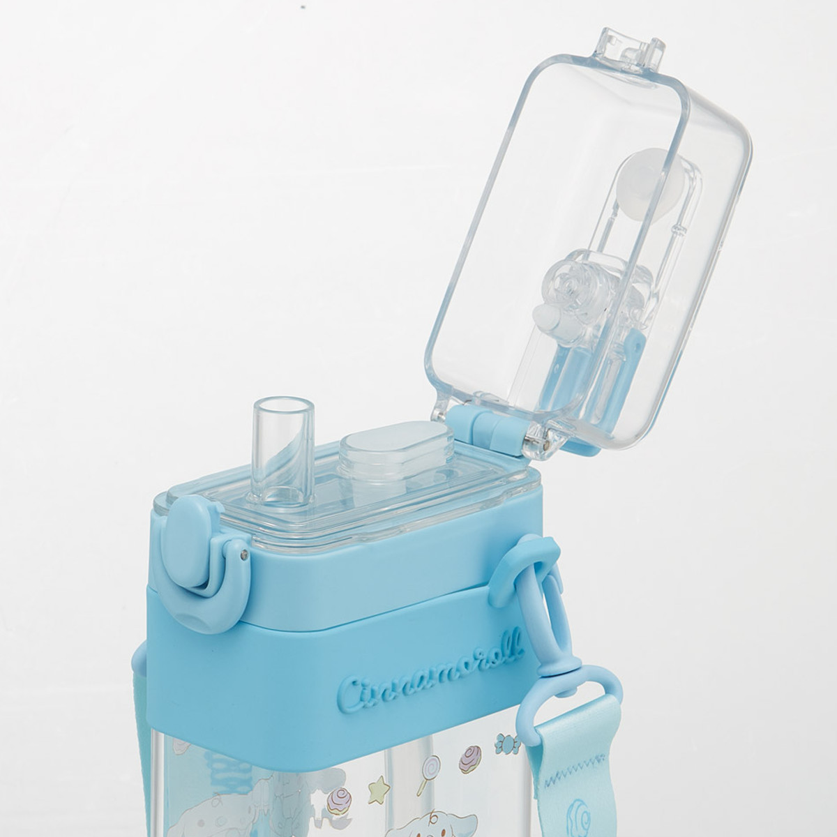 水筒 600ml スクエア2WAYボトル シナモロールビックリボン ( シナモロール 直飲み ストローボトル 2way ダイレクト プラスチック 直のみ すいとう ストロー ボトル 軽い キッズ 子供 クリア )