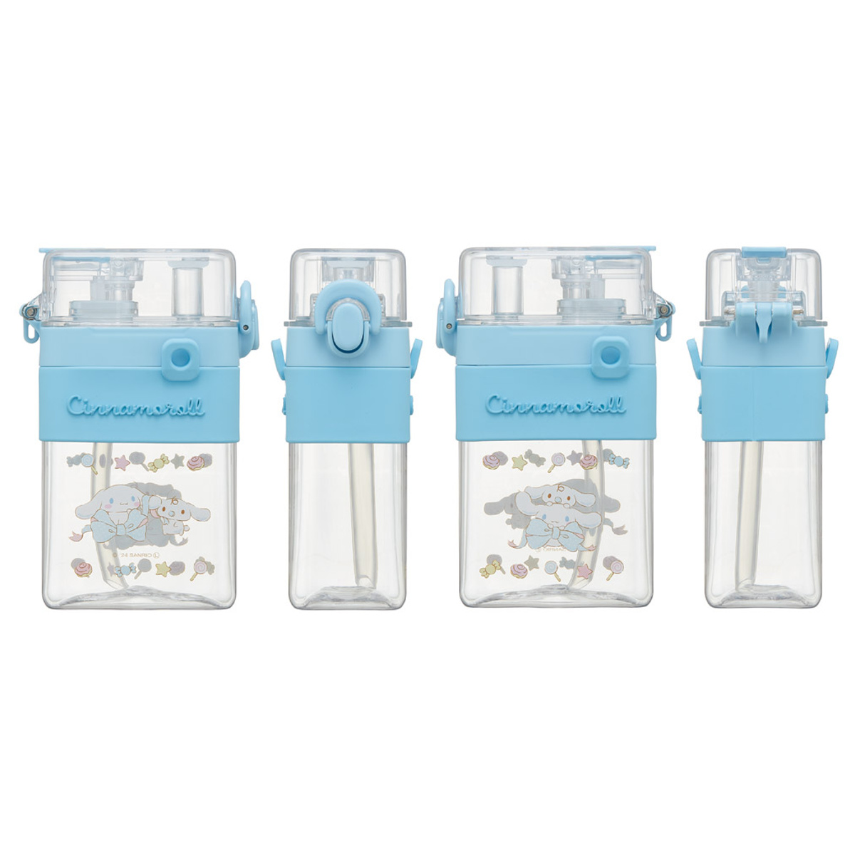 水筒 600ml スクエア2WAYボトル シナモロールビックリボン ( シナモロール 直飲み ストローボトル 2way ダイレクト プラスチック 直のみ すいとう ストロー ボトル 軽い キッズ 子供 クリア )