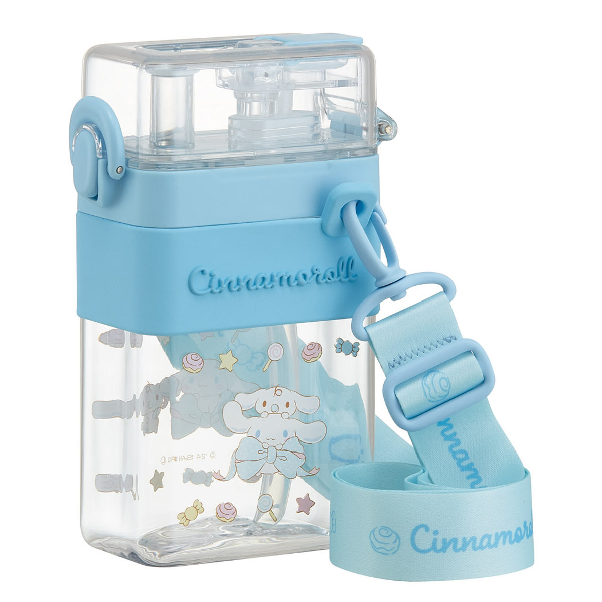 水筒 600ml スクエア2WAYボトル シナモロールビックリボン ( シナモロール 直飲み ストローボトル 2way ダイレクト プラスチック 直のみ すいとう ストロー ボトル 軽い キッズ 子供 クリア )