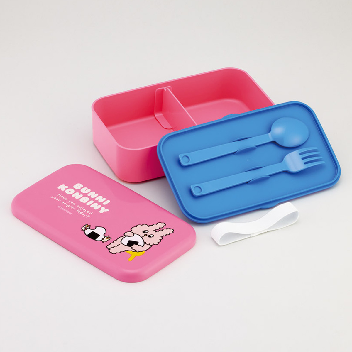 弁当箱 1L カトラリー付ランチBOX バニーコンビニ ( ランチボックス 食洗機対応 レンジ対応 一段 カトラリー 付き 日本製 仕切り付き スプーン フォーク 食洗機OK レンジOK お弁当 弁当 一段弁当 )