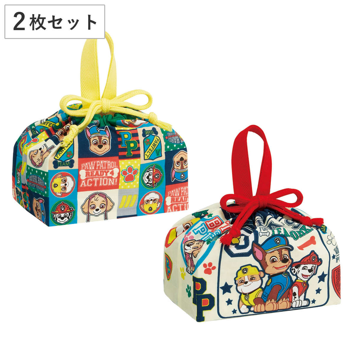 弁当袋 ランチ巾着 2枚入 パウ・パトロール ( お弁当袋 給食袋 巾着袋 ランチバッグ 子供 お弁当箱 日本製 弁当箱 弁当 給食 袋 弁当巾着 マチ 小物入れ 幼稚園 保育園 キッズ )