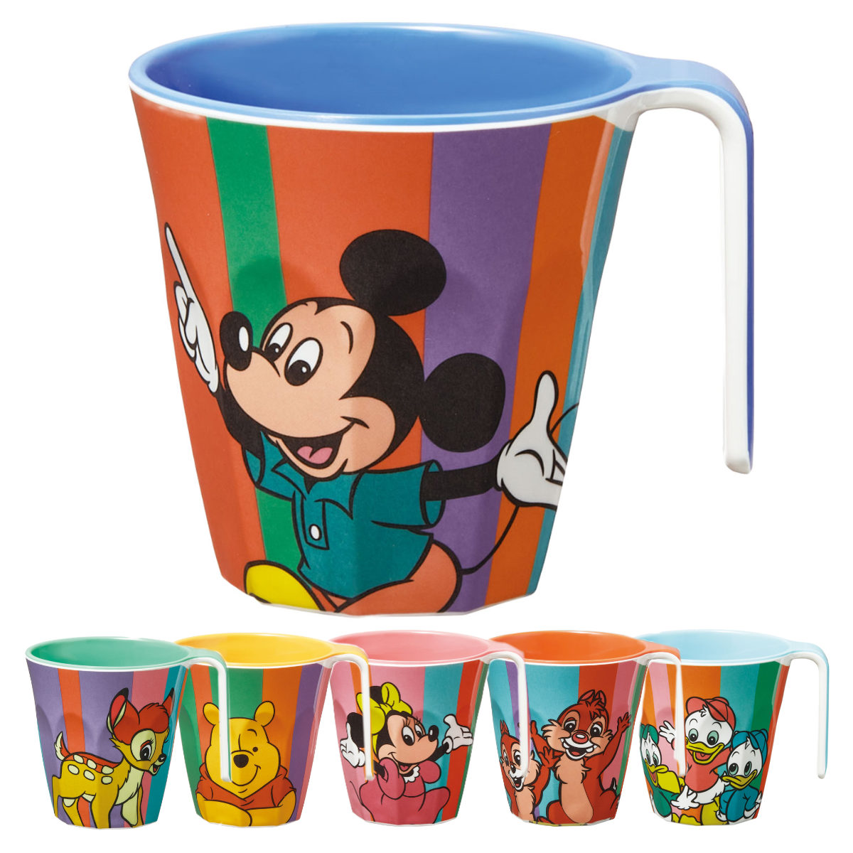 コップ 300ml 持ち手付き メラミンタンブラー キャラクター （ ミッキー ヒューイ チップ＆デール ミニーマウス プーさん バンビ マグ カップ 子ども用 樹脂製 メラミン 軽い 割れにくい 丈夫 子供 ハンドル 持ち手 ） 【レトロバンビ】