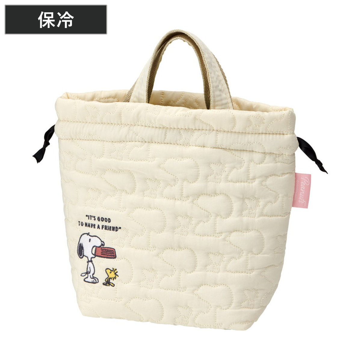 弁当袋 スヌーピー キルト生地保冷ランチ巾着 SNOOPY （ ランチ巾着 お弁当袋 サブバック 鞄 保冷 巾着 バッグ キルティング 巾着袋 お弁当巾着 かばん カバン お弁当用 お弁当入れ 保冷ランチバッグ ）