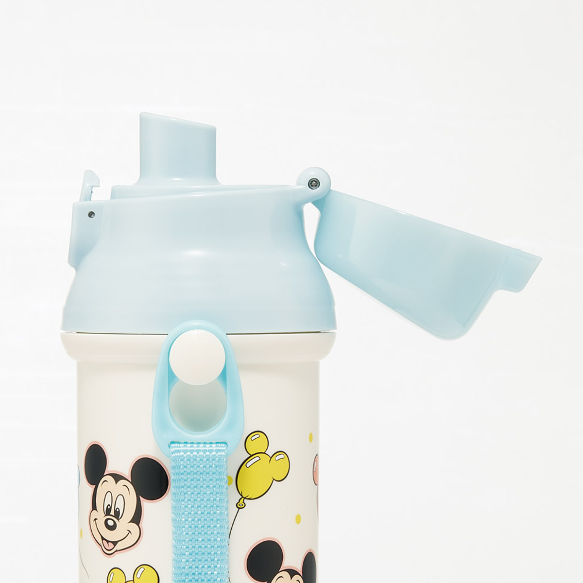 水筒 480ml 抗菌直飲プラボトル ミッキー&フレンズ風船 ( ディズニー 子供用 抗菌 プラスチック製 ダイレクトボトル 直飲み ワンタッチ 日本製 抗菌加工 AG 銀 ショルダーベルト付き 広口 軽量 ボトル ワンプッシュ )