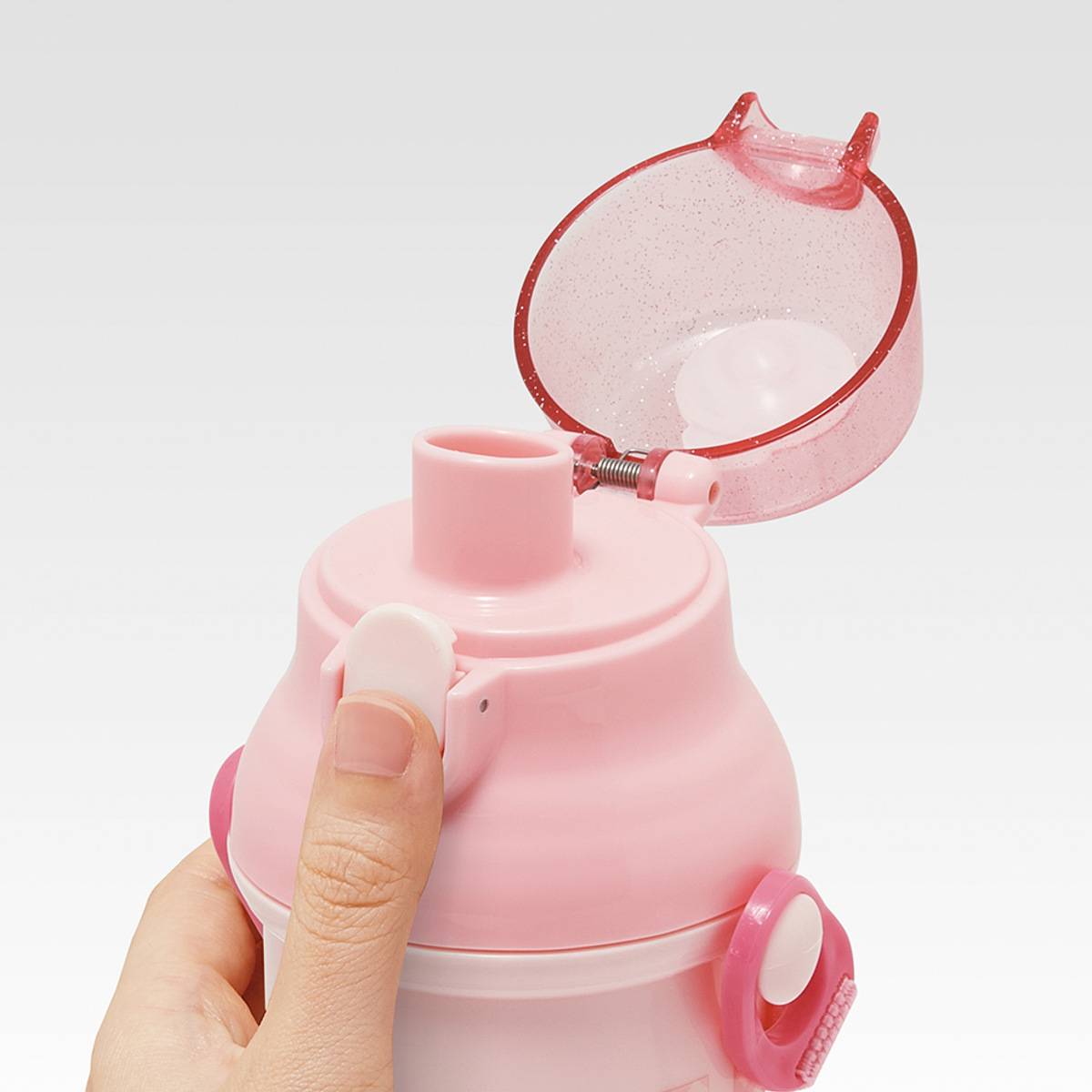 水筒 480ml 抗菌直飲プラボトル キティビックリボン ( ハローキティ 子供用 抗菌 プラスチック製 ダイレクトボトル 直飲み ワンタッチ 日本製 抗菌加工 AG 銀 ショルダーベルト付き 広口 軽量 ボトル ワンプッシュ )