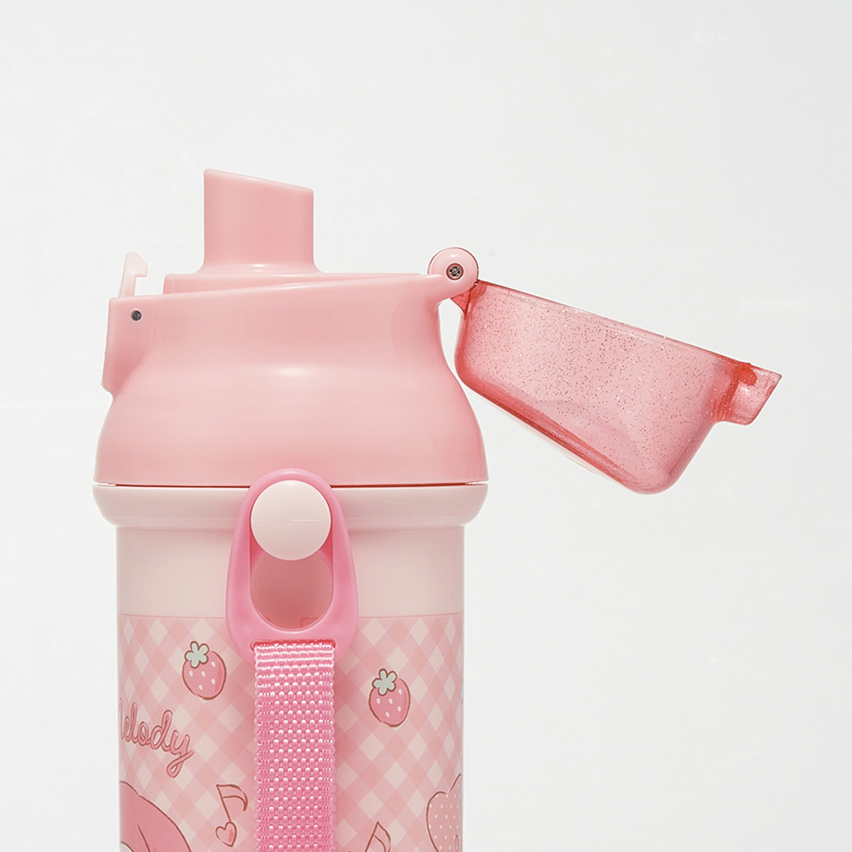 水筒 480ml 抗菌直飲プラボトル マイメロビックリボン ( マイメロディ 子供用 抗菌 プラスチック製 ダイレクトボトル 直飲み ワンタッチ 日本製 抗菌加工 AG 銀 ショルダーベルト付き 広口 軽量 ボトル ワンプッシュ )