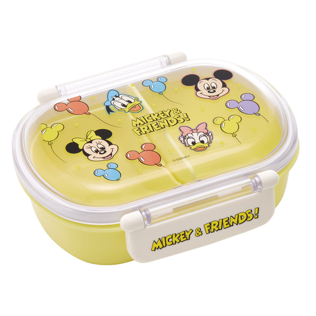 弁当箱 360ml 抗菌ふわっとタイトラン ミッキー&フレンズ風船 ( ディズニー ランチボックス 食洗機対応 レンジ対応 抗菌 日本製 ドーム蓋 キッズ 子供 食洗機OK レンジOK お弁当 弁当 一段 2点ロック 銀 AG 抗菌加工 )