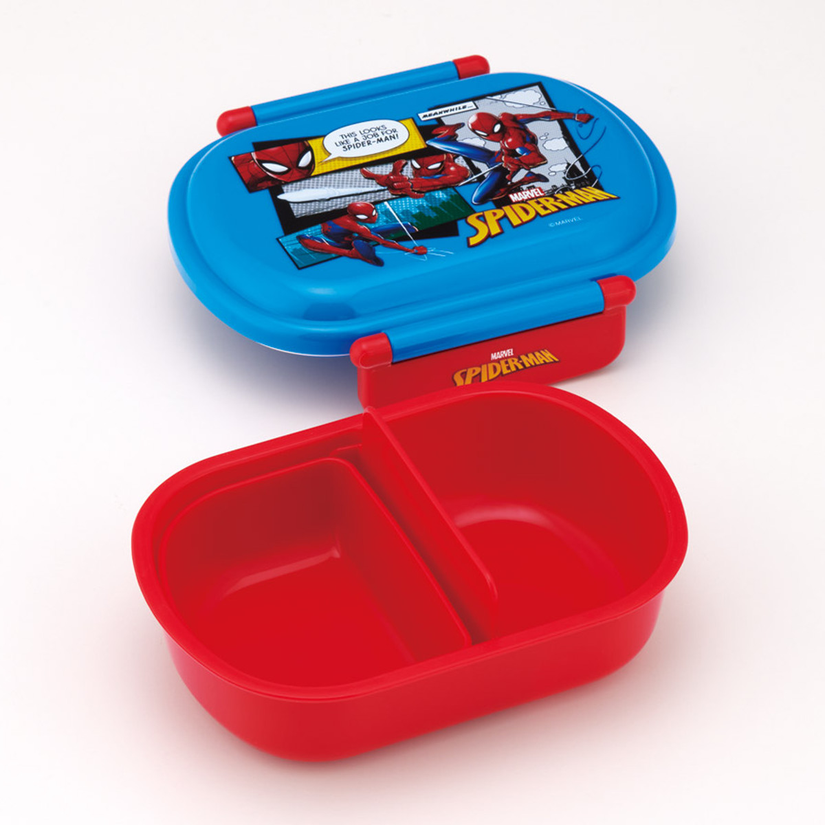 弁当箱 360ml 抗菌ふわっとタイトランチ スパイダーマン25 ( スパイダーマン ランチボックス 食洗機対応 レンジ対応 抗菌 日本製 ドーム蓋 キッズ 子供 食洗機OK レンジOK お弁当 弁当 一段 2点ロック 銀 AG 抗菌加工 )