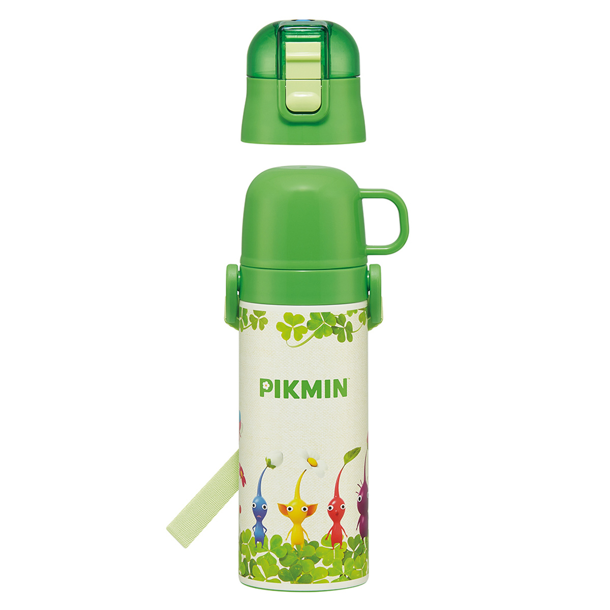 水筒 470ml 430ml 超軽量2WAYステンレスボトル ピクミン ( 保冷 保温 直飲み コップ付き ワンプッシュ マグボトル コップ飲み 2way 子供用 すいとう ボトル キッズ ワンタッチ ステンレス 超軽量 軽量 )