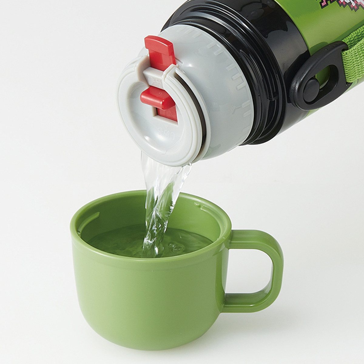 水筒 470ml 430ml 超軽量2WAYステンレスボトル マインクラフト ( マイクラ 保冷 保温 直飲み コップ付き ワンプッシュ マグボトル コップ飲み 2way Minecraft 子供用 ボトル キッズ ワンタッチ ステンレス 軽量 クリーパー )