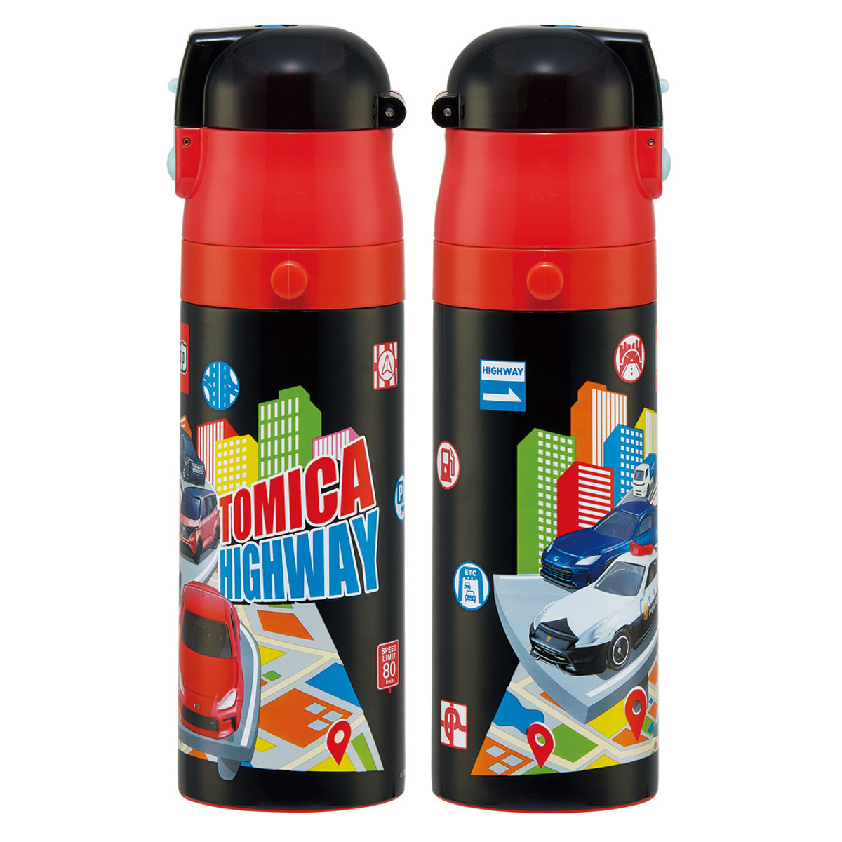 水筒 470ml 430ml 超軽量2WAYステンレスボトル トミカ25 ( 保冷 保温 直飲み コップ付き ワンプッシュ マグボトル コップ飲み 2way 子供用 すいとう ボトル キッズ ワンタッチ ステンレス 超軽量 軽量 )