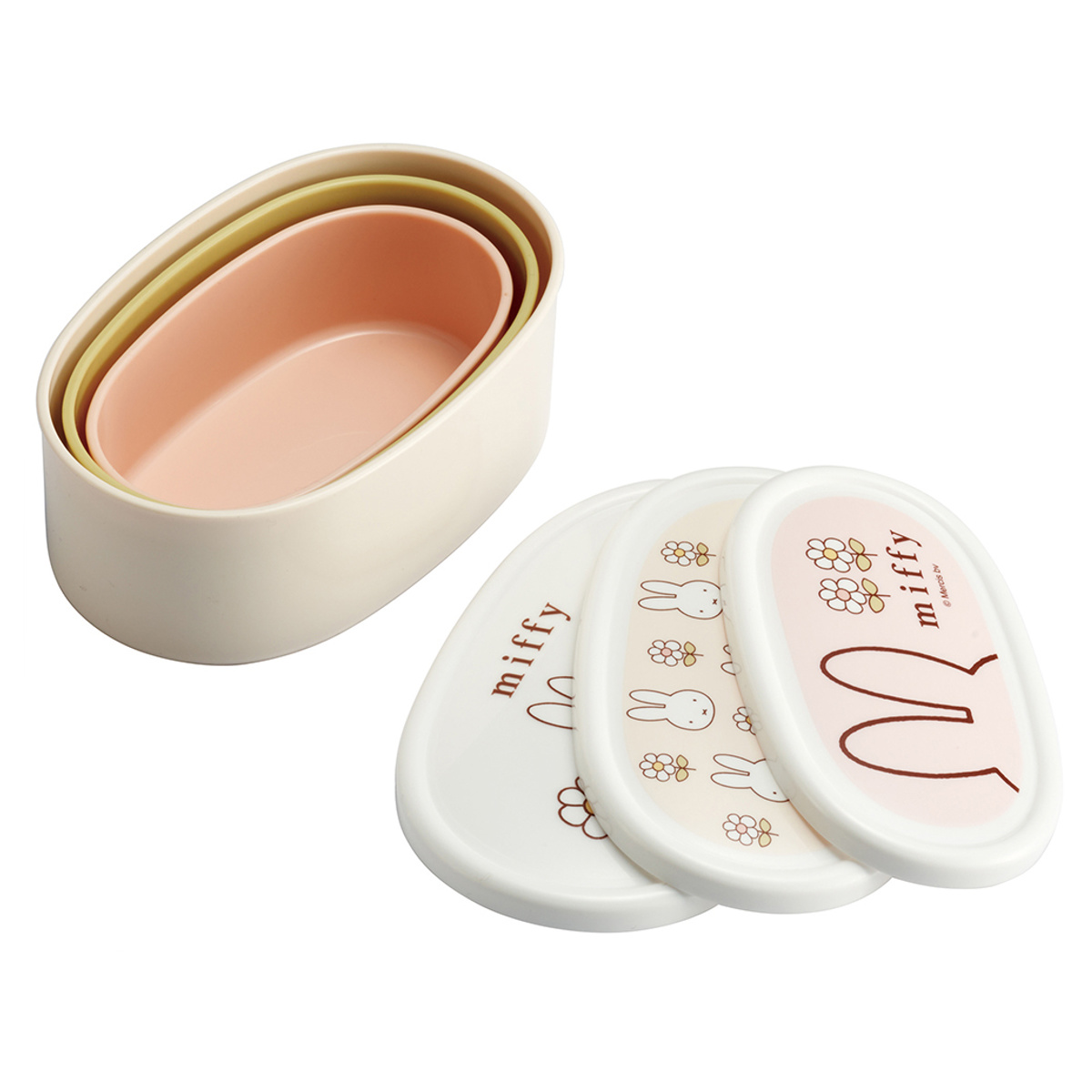 弁当箱 抗菌シール容器3個セット miffy23 ( ミッフィー レンジ対応 保存容器 シール容器 ランチボックス 抗菌 日本製 レンジOK 弁当 お弁当 抗菌加工 果物ケース デザートケース フルーツケース )