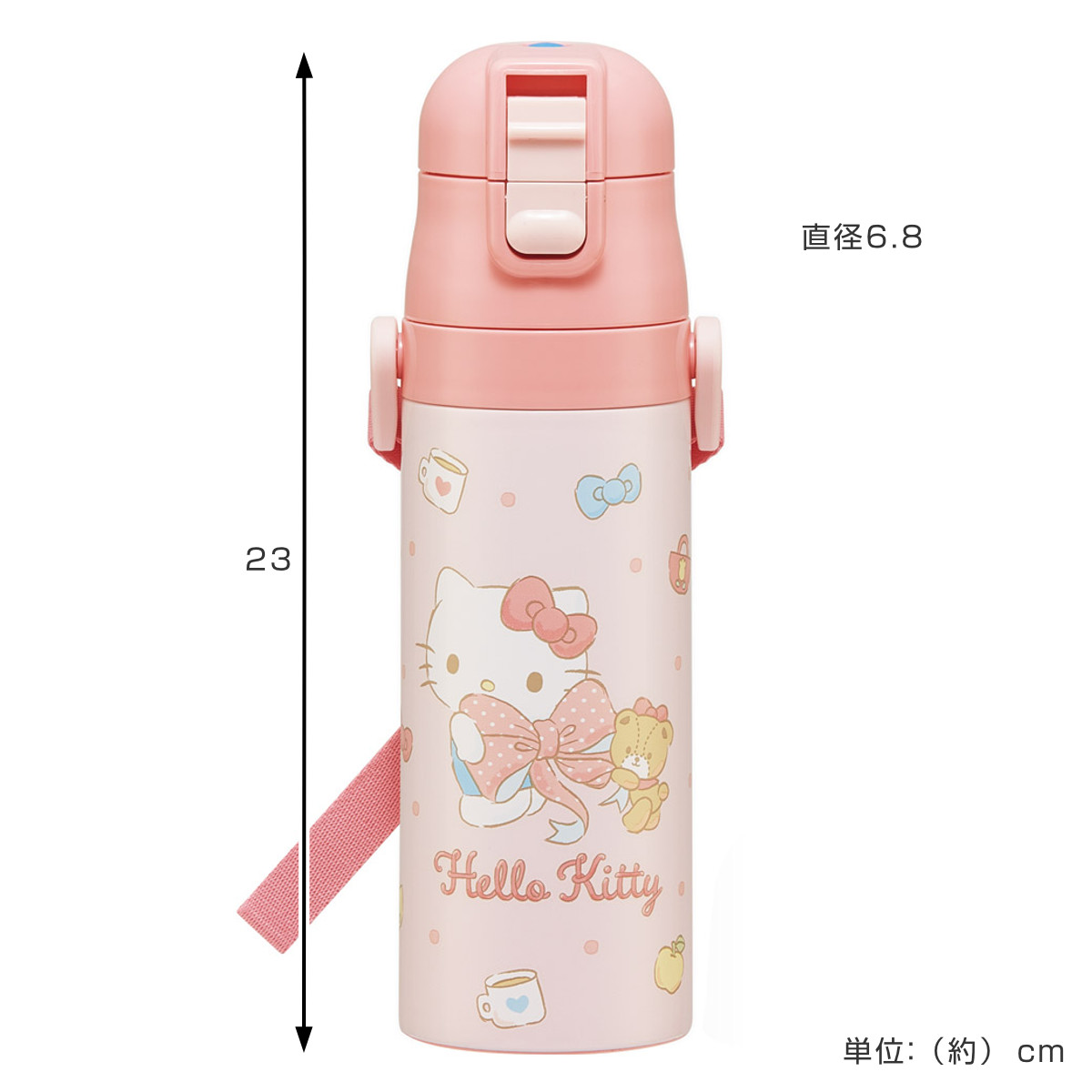 水筒 470ml 超軽量ダイレクトボトル キティビックリボン ( ハローキティ 保冷 軽量 直飲み ワンタッチ ステンレスボトル 子供用水筒 子供 直のみ 軽い 超軽量 ワンプッシュ ダイレクトボトル ダイレクト ボトル ステンレス )