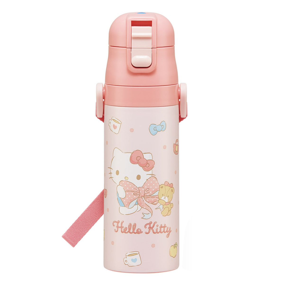水筒 470ml 超軽量ダイレクトボトル キティビックリボン ( ハローキティ 保冷 軽量 直飲み ワンタッチ ステンレスボトル 子供用水筒 子供 直のみ 軽い 超軽量 ワンプッシュ ダイレクトボトル ダイレクト ボトル ステンレス )