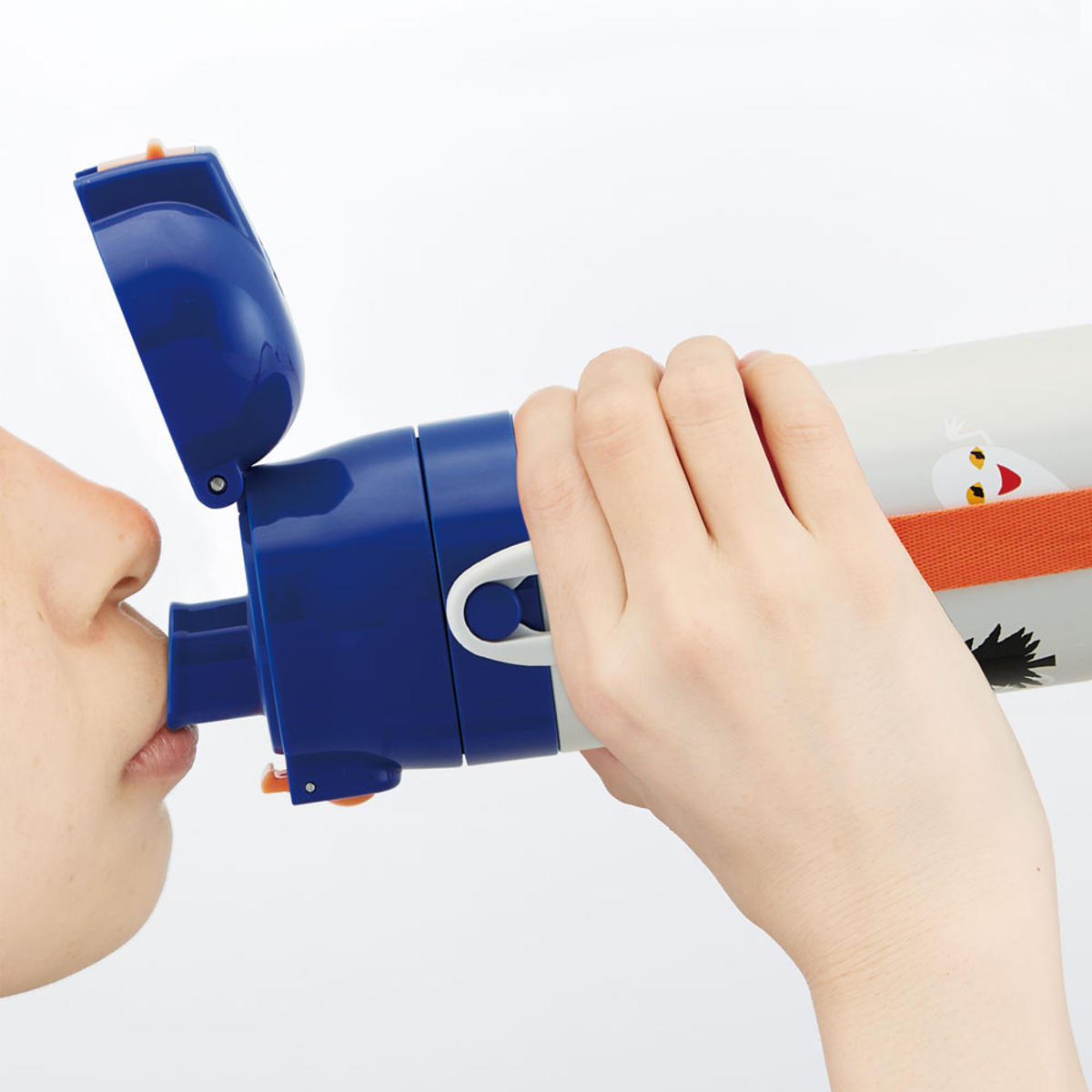 水筒 470ml 超軽量ダイレクトボトル めがねうさぎ ( 保冷 軽量 直飲み ワンタッチ ステンレスボトル 子供用水筒 子供 直のみ 軽い 超軽量 ワンプッシュ ダイレクトボトル ダイレクト ボトル ステンレス )