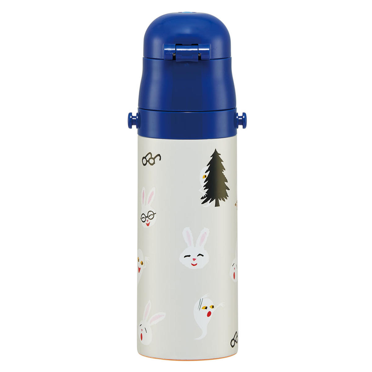 水筒 470ml 超軽量ダイレクトボトル めがねうさぎ ( 保冷 軽量 直飲み ワンタッチ ステンレスボトル 子供用水筒 子供 直のみ 軽い 超軽量 ワンプッシュ ダイレクトボトル ダイレクト ボトル ステンレス )