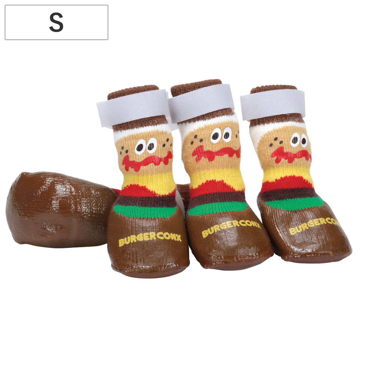 靴 犬用 ペットシューズ S バーガーコンクス ( 犬用靴 犬用シューズ 犬用靴下 ソックス ペット用 暑さ対策 防寒 滑り止め 肉球 保護 ペット靴下 ルームソックス フローリング 床 地面 小型犬 滑らない 怪我防止 脱げにくい )