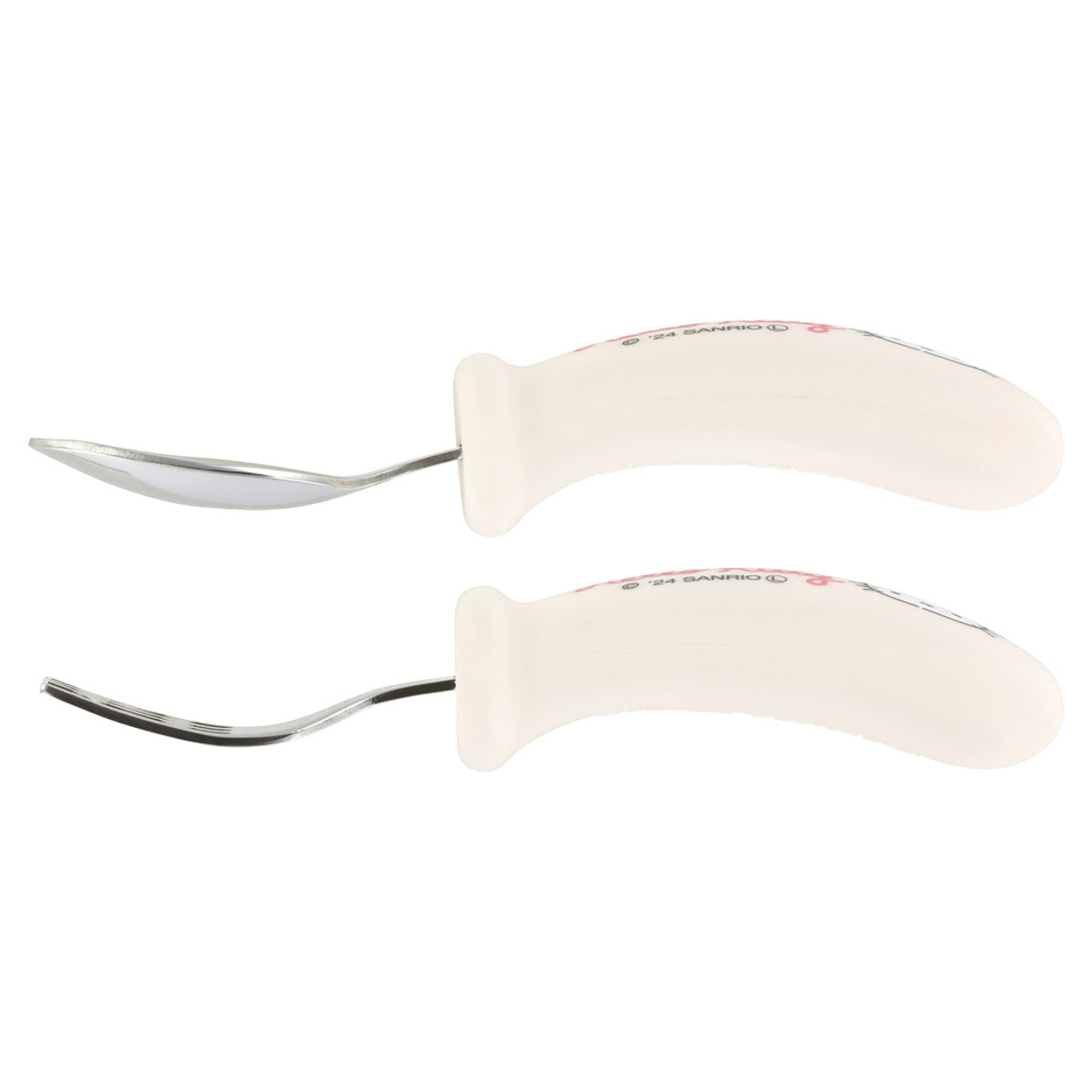 スプーン フォーク セット ハローキティ 握りやすい シリコン ( スプーン&フォーク ステンレス 食洗機対応 子供 ベビー 赤ちゃん カトラリー 持ちやすい 食事 ご飯 練習 麺 凸凹形状 女の子 )