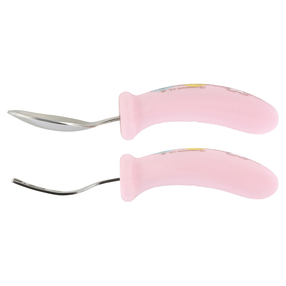 スプーン フォーク セット マイメロディ 握りやすい シリコン ( スプーン&フォーク ステンレス 食洗機対応 子供 ベビー 赤ちゃん カトラリー 持ちやすい 食事 ご飯 練習 麺 凸凹形状 女の子 )