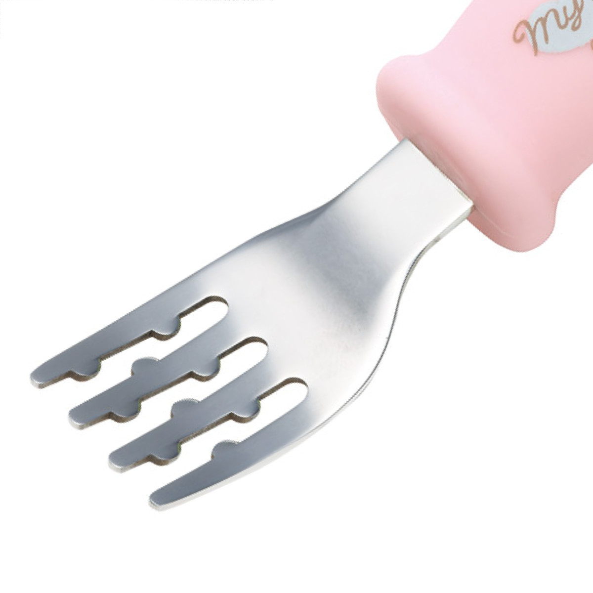 スプーン フォーク セット マイメロディ 握りやすい シリコン ( スプーン&フォーク ステンレス 食洗機対応 子供 ベビー 赤ちゃん カトラリー 持ちやすい 食事 ご飯 練習 麺 凸凹形状 女の子 )