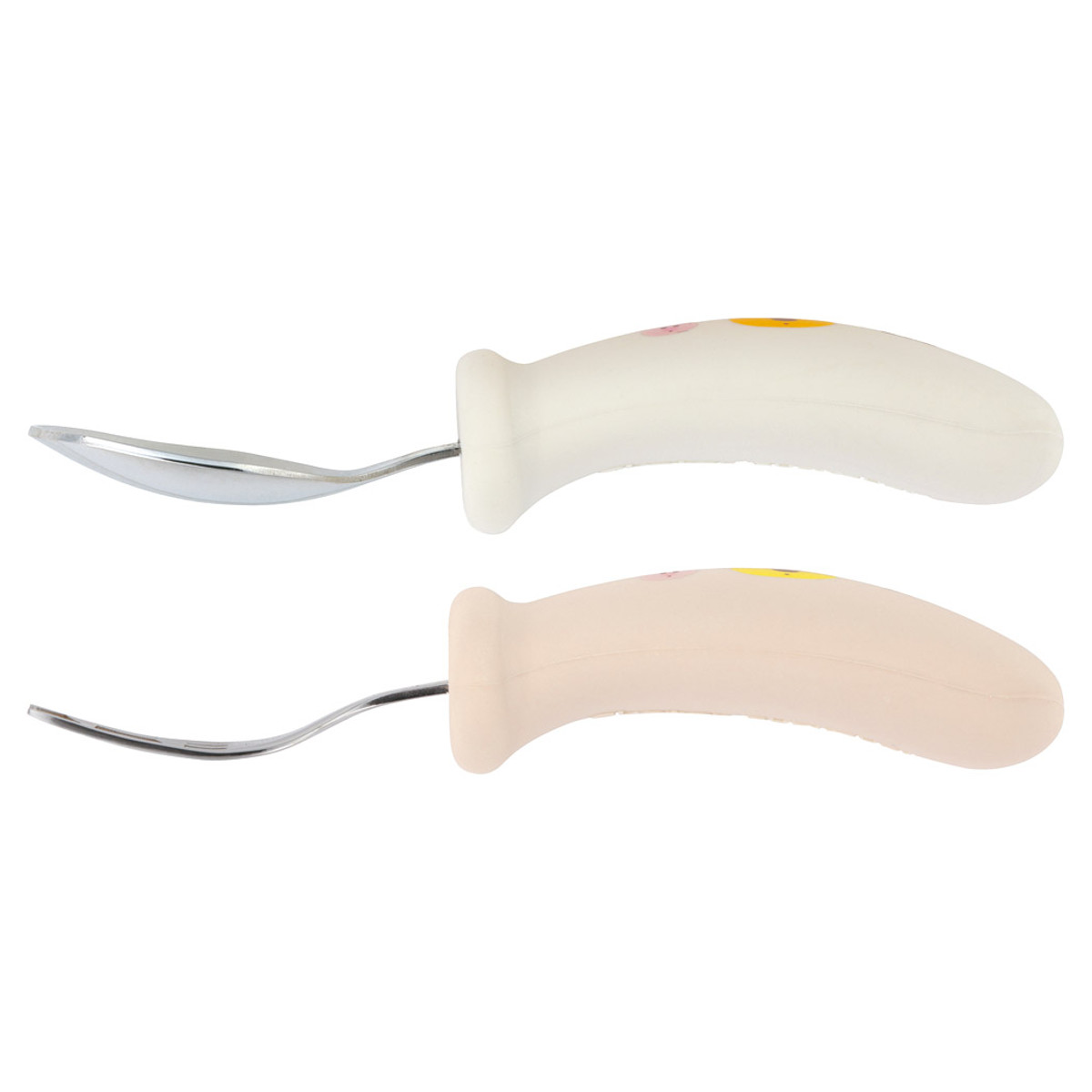 スプーン フォーク セット くまのプーさん 握りやすい シリコン ( スプーン&フォーク ステンレス 食洗機対応 子供 ベビー 赤ちゃん カトラリー 持ちやすい 食事 ご飯 練習 麺 凸凹形状 男の子 女の子 )