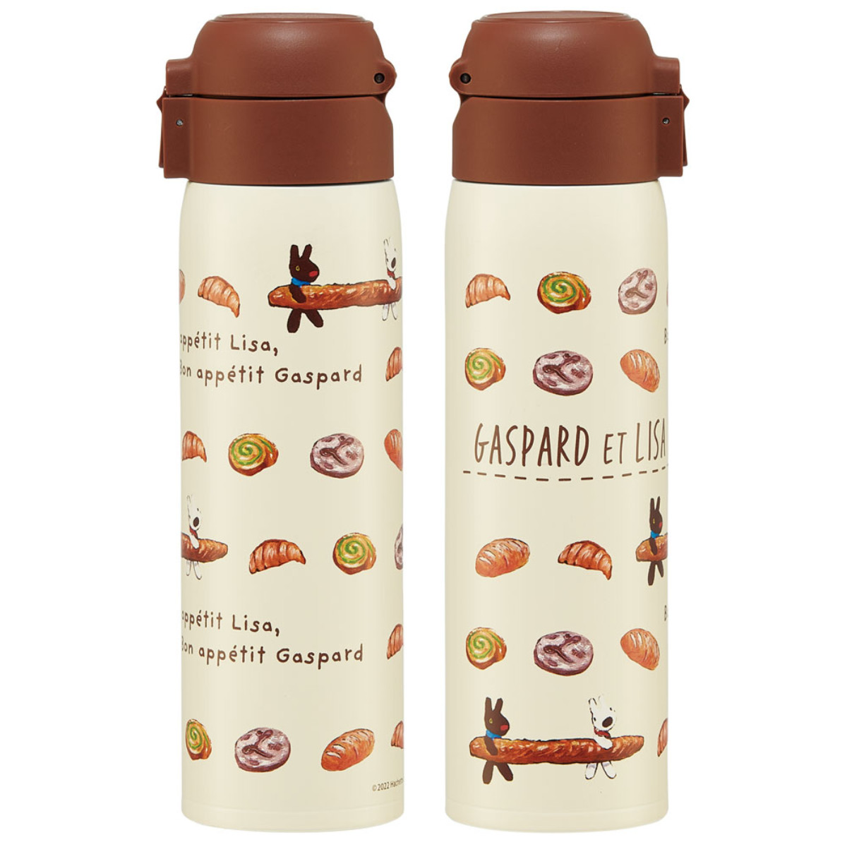 水筒 480ml ワンタッチ ステンレス キャラクター ( リサとガスパール ピーターラビット ムーミン 保温 保冷 ステンレスボトル マグボトル ロック付き ) 【リサとガスパール】 リサとガスパール