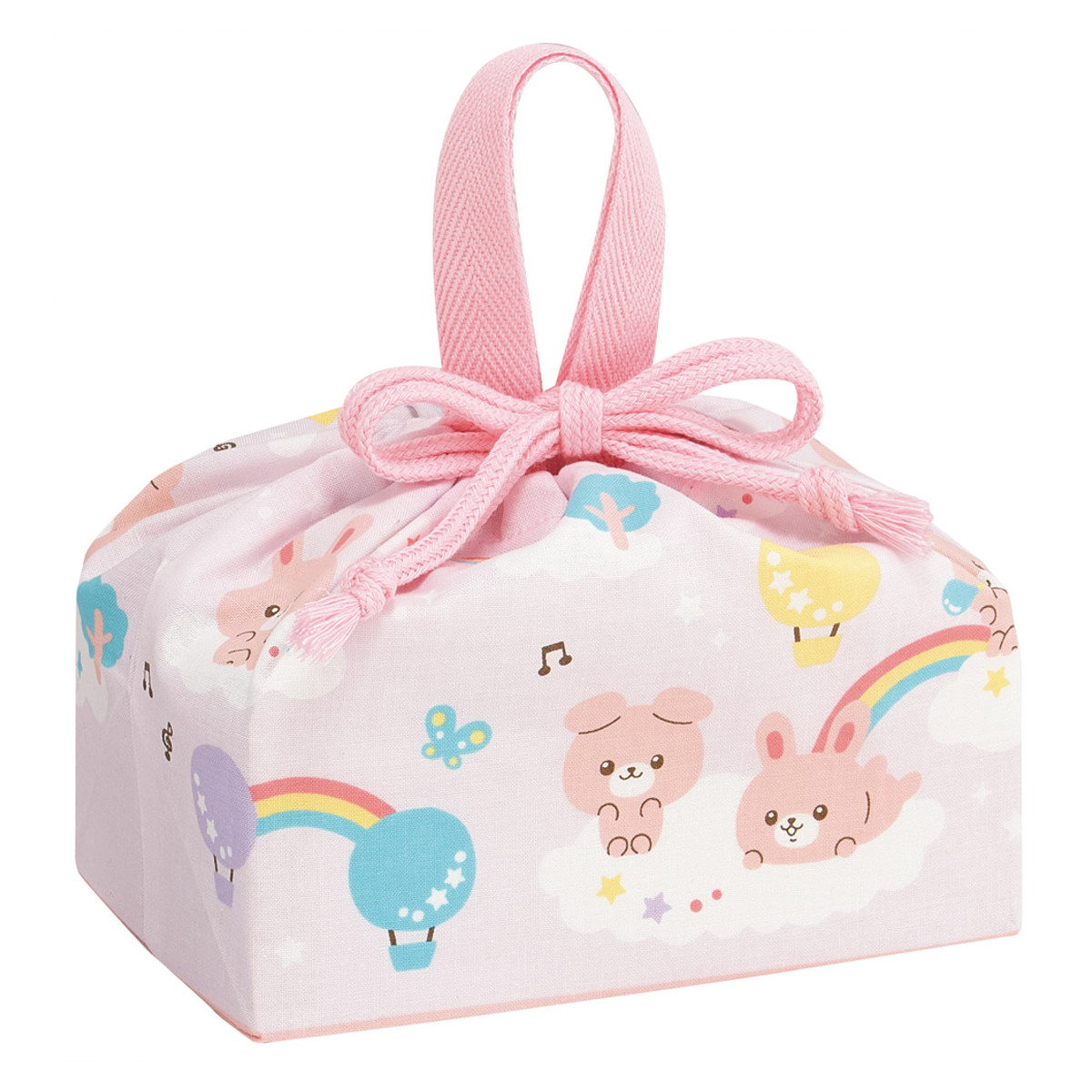 弁当袋 ランチ巾着 ラビットガーデン （ お弁当袋 給食袋 巾着袋 ランチバッグ 子供 お弁当箱 日本製 弁当箱 弁当 給食 袋 弁当巾着 マチ 小物入れ 幼稚園 保育園 キッズ ）