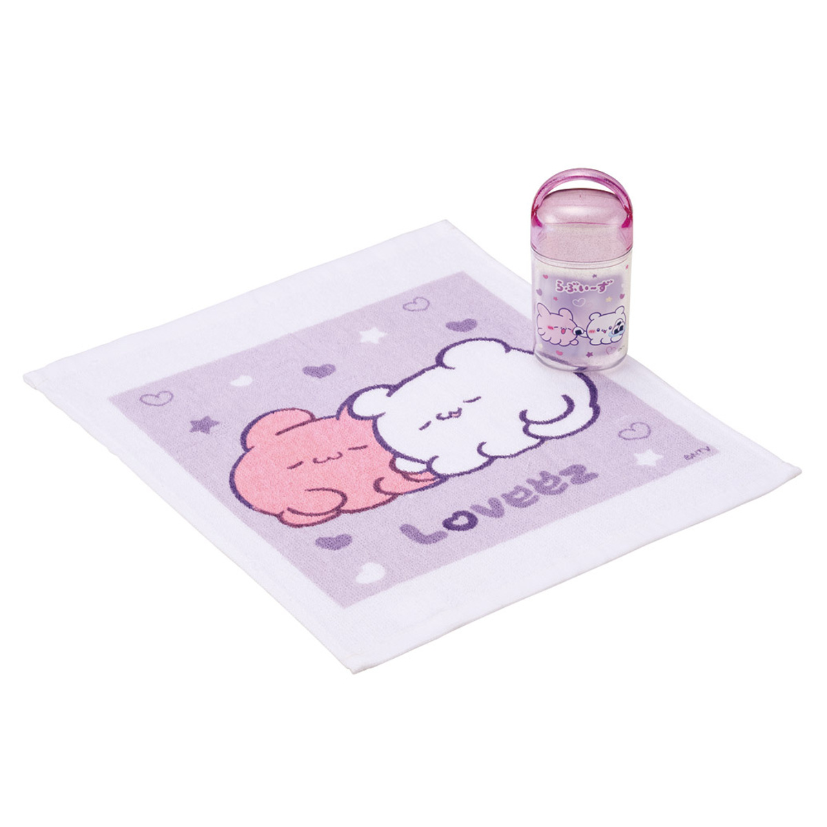 抗菌ケース付おしぼり らぶい~ず ( おしぼり お手拭き タオル ハンカチ 手拭き ハンドタオル 抗菌 おしぼりタオル おてふき おしぼりケース ケース付 子供 キッズ 給食 AG 銀 )