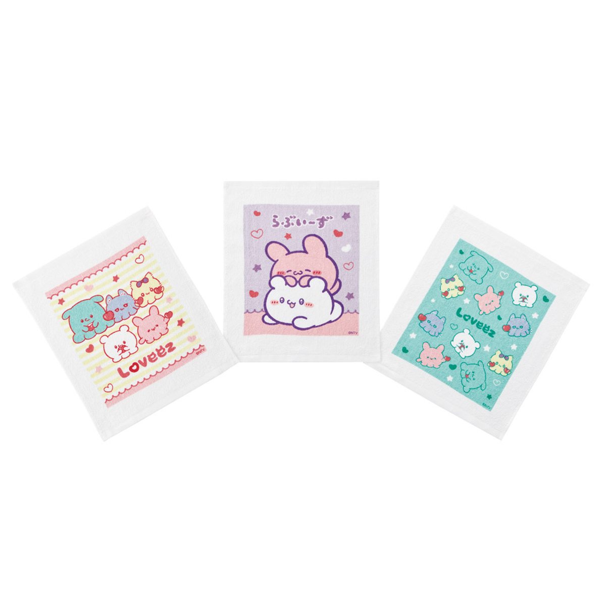 おしぼりタオル 3枚セット らぶい~ず ( おしぼり ハンドタオル ミニタオル タオルハンカチ タオル ハンカチ 子供 入園 入学 給食 幼稚園 保育園 遠足 ピクニック レジャー 子ども キッズ )