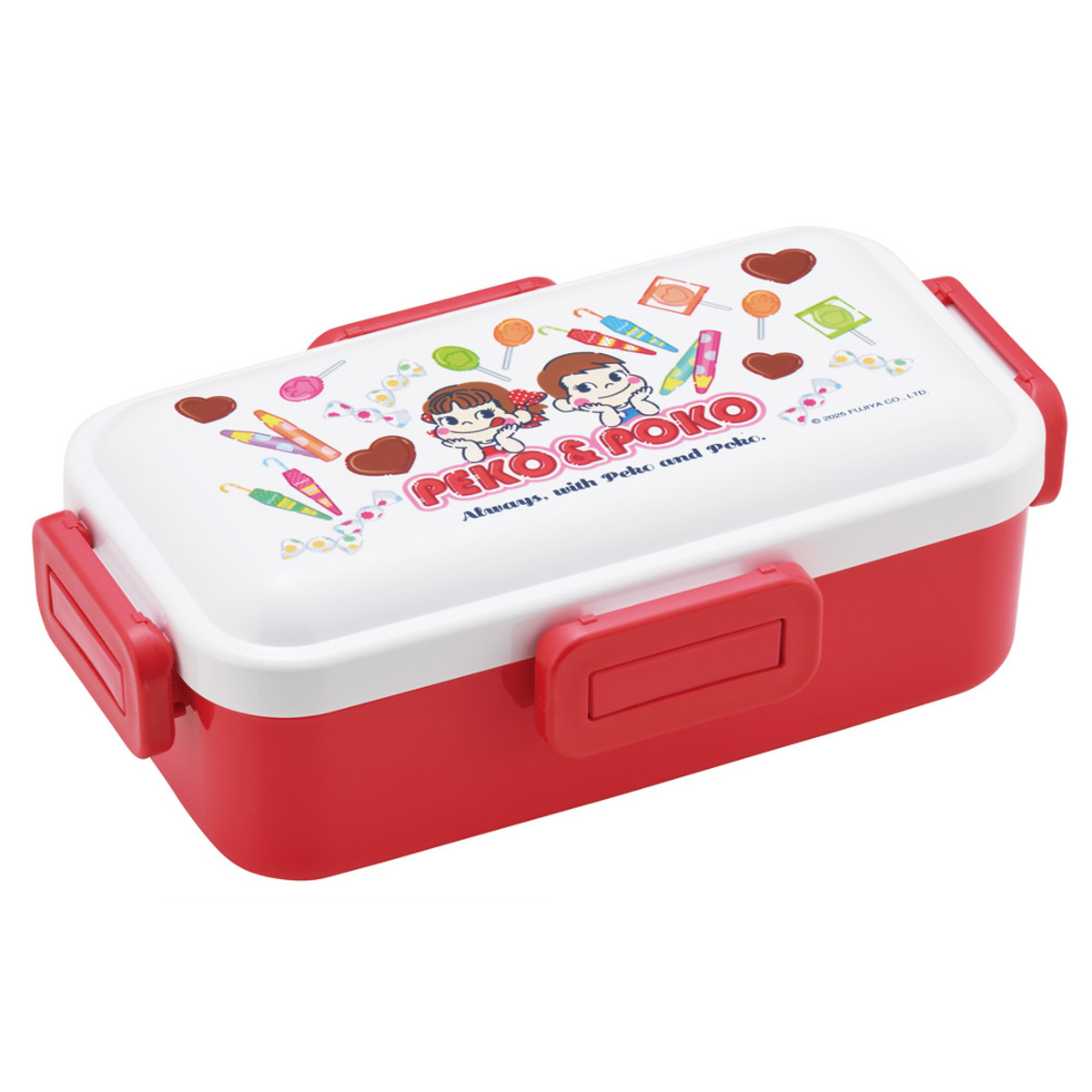 弁当箱 530ml 抗菌ふわっと弁当箱 ペコちゃん おかし ( ランチボックス 食洗機対応 レンジ対応 一段 抗菌 ドーム型 4点ロック 1段 日本製 仕切り付き 銀 AG 抗菌加工 食洗機OK レンジOK お弁当 弁当 一段弁当 )