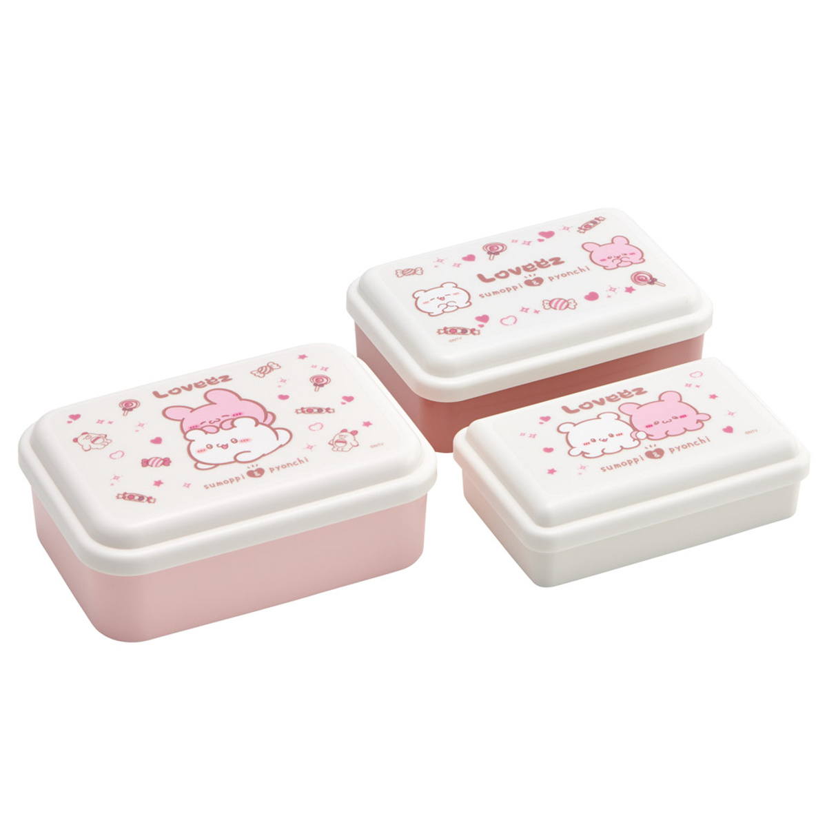 弁当箱 抗菌入子式シール容器 3個セット らぶい~ず ( レンジ対応 保存容器 シール容器 ランチボックス 抗菌 日本製 レンジOK 弁当 お弁当 抗菌加工 果物ケース デザートケース フルーツケース )