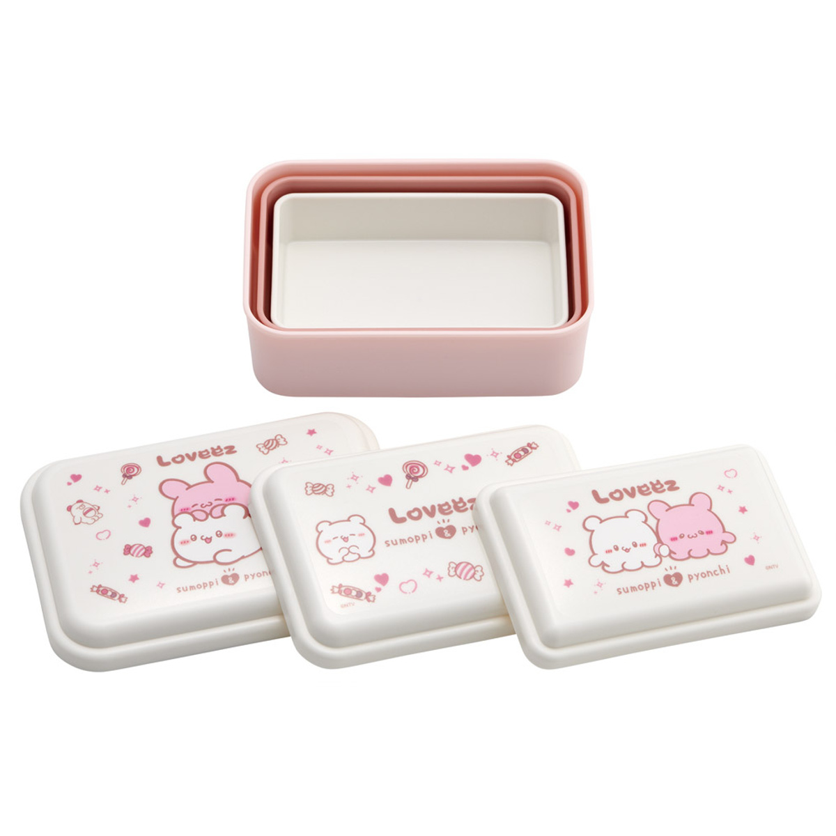 弁当箱 抗菌入子式シール容器 3個セット らぶい~ず ( レンジ対応 保存容器 シール容器 ランチボックス 抗菌 日本製 レンジOK 弁当 お弁当 抗菌加工 果物ケース デザートケース フルーツケース )