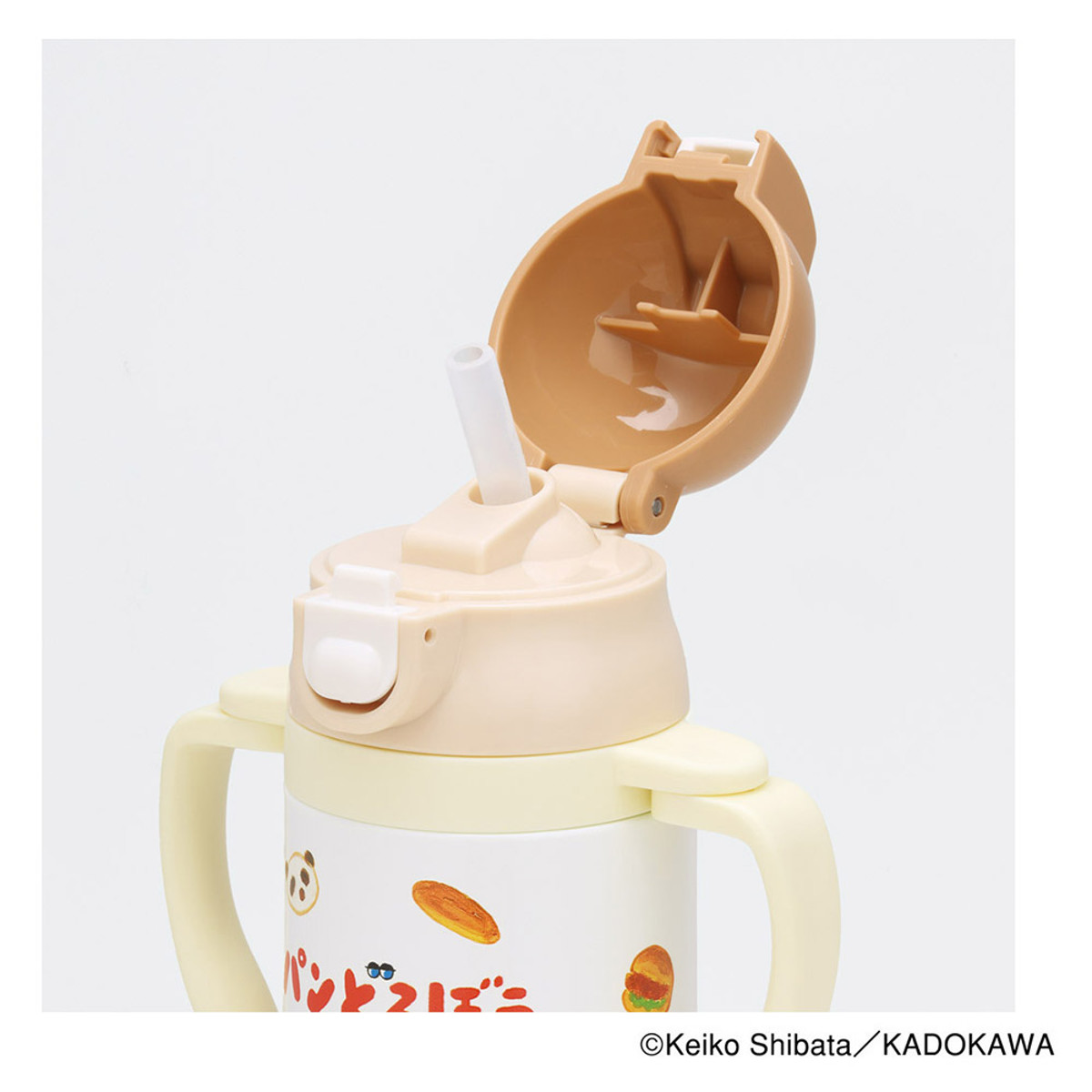 ベビーマグ 2WAY ストロー ステンレス 水筒 350ml 保冷 キャラクター パンどろぼう ( ストローマグ トレーニングマグ 持ちやすい 両手 マグ ワンタッチ 子供 ハンドル ベルト付き ボトル マグボトル かわいい ストローボトル )